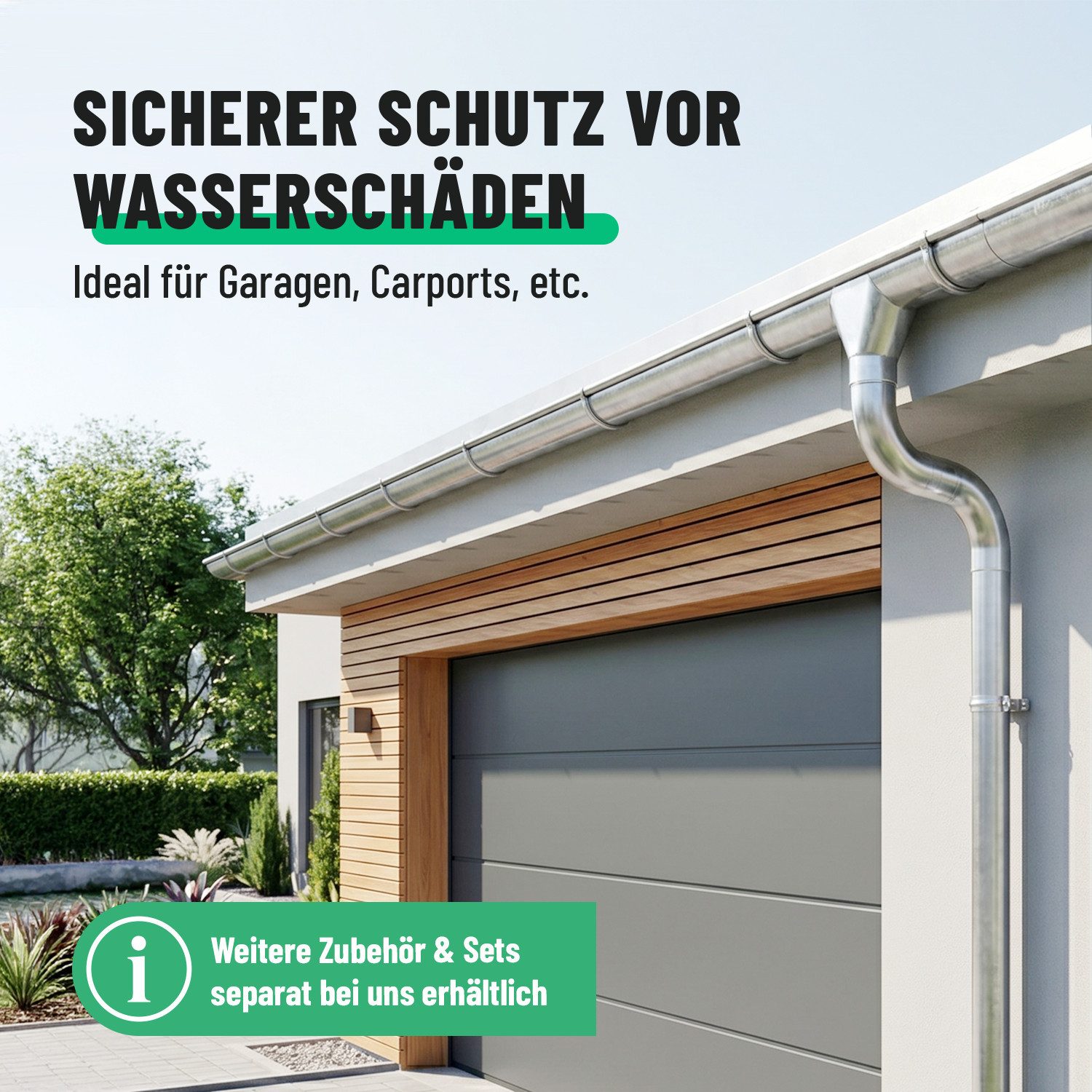 greate. Dachrinne 2,3 Meter Dachrinnen Set mit Fallrohr verzinkt - 280 Regenrinne,Hat einen hohen Korrosionsschutz und bietet eine lange Lebensdauer, 1-St., Einfache Montage ohne Kleben oder Schweißen