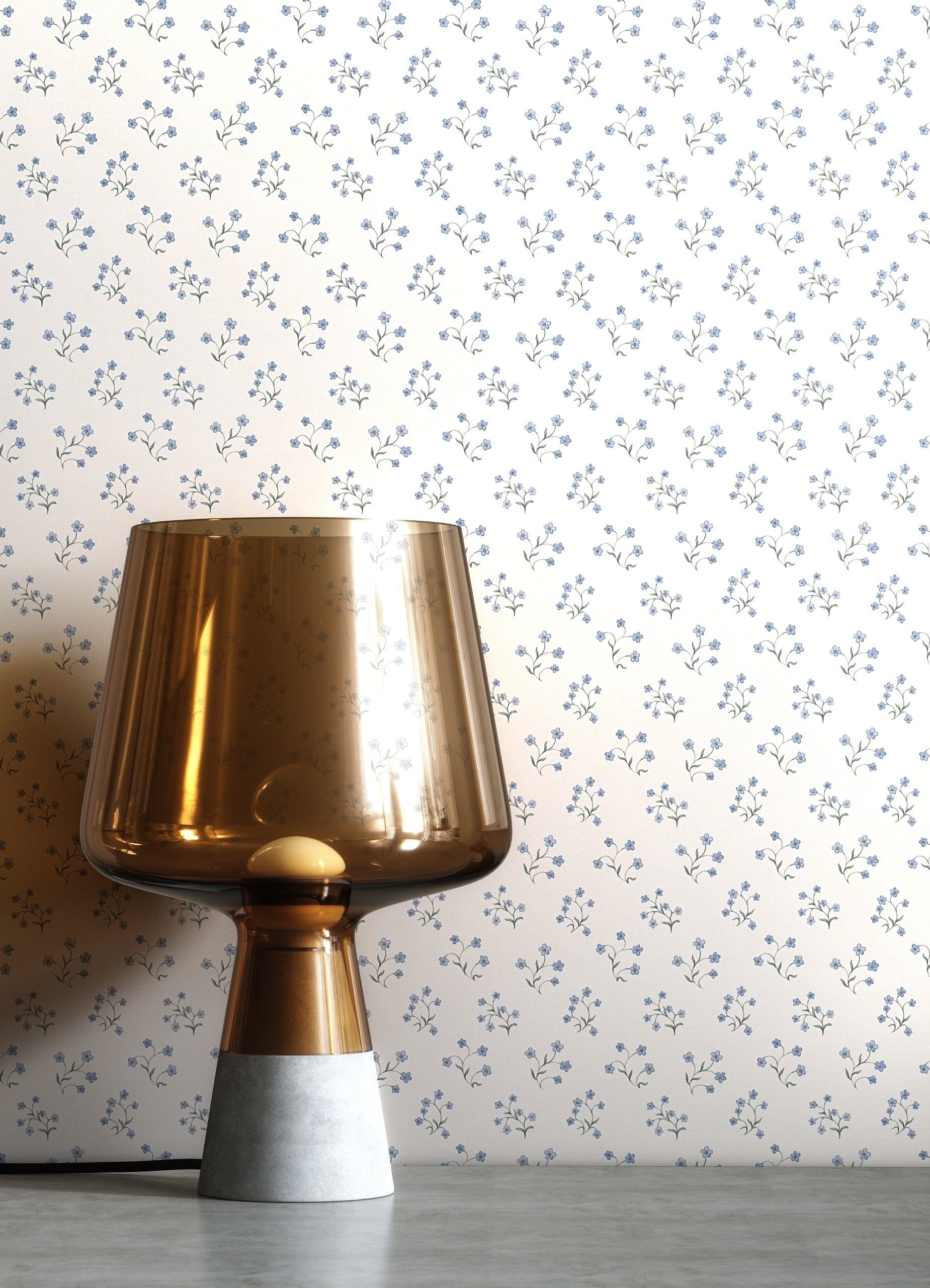 Newroom Vliestapete, Blau Tapete Floral Blumen günstig online kaufen