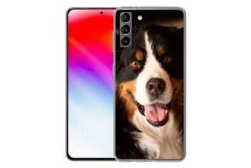 MuchoWow Handyhülle Berner Sennenhund schaut in die Kamera, Phone Case, Handyhülle Samsung Galaxy S21 Plus, Silikon, Schutzhülle