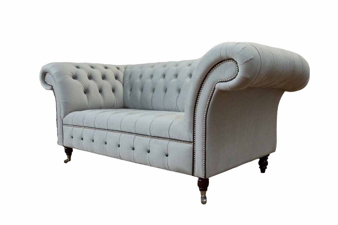 JVmoebel Sofa Chesterfield Couch Grau In Sofas Couchen Zweisitzer Europe Made Polster Leder, Möbel
