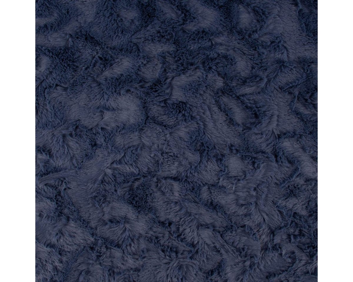 Thumbnail - SCHÖNER LEBEN. Stoff Fellimitat Kunstfell Wellen jeansblau 1,5m Breite