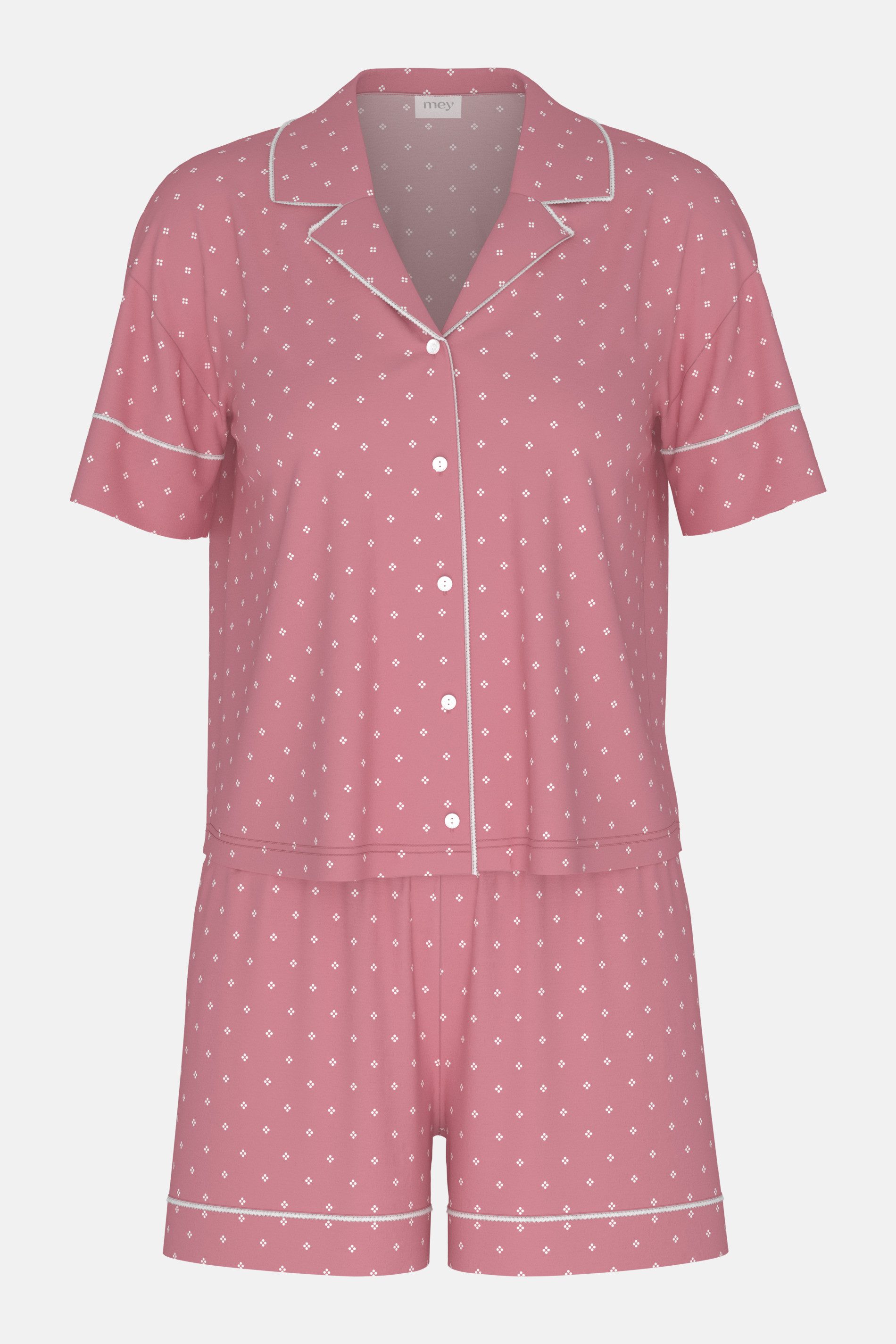 Mey Schlafanzug Mey Anzug kurz Serie Crochet Dots mit Print Pyjama (2 tlg) Reine Baumwolle, Jersey-Qualität, purer Komfort