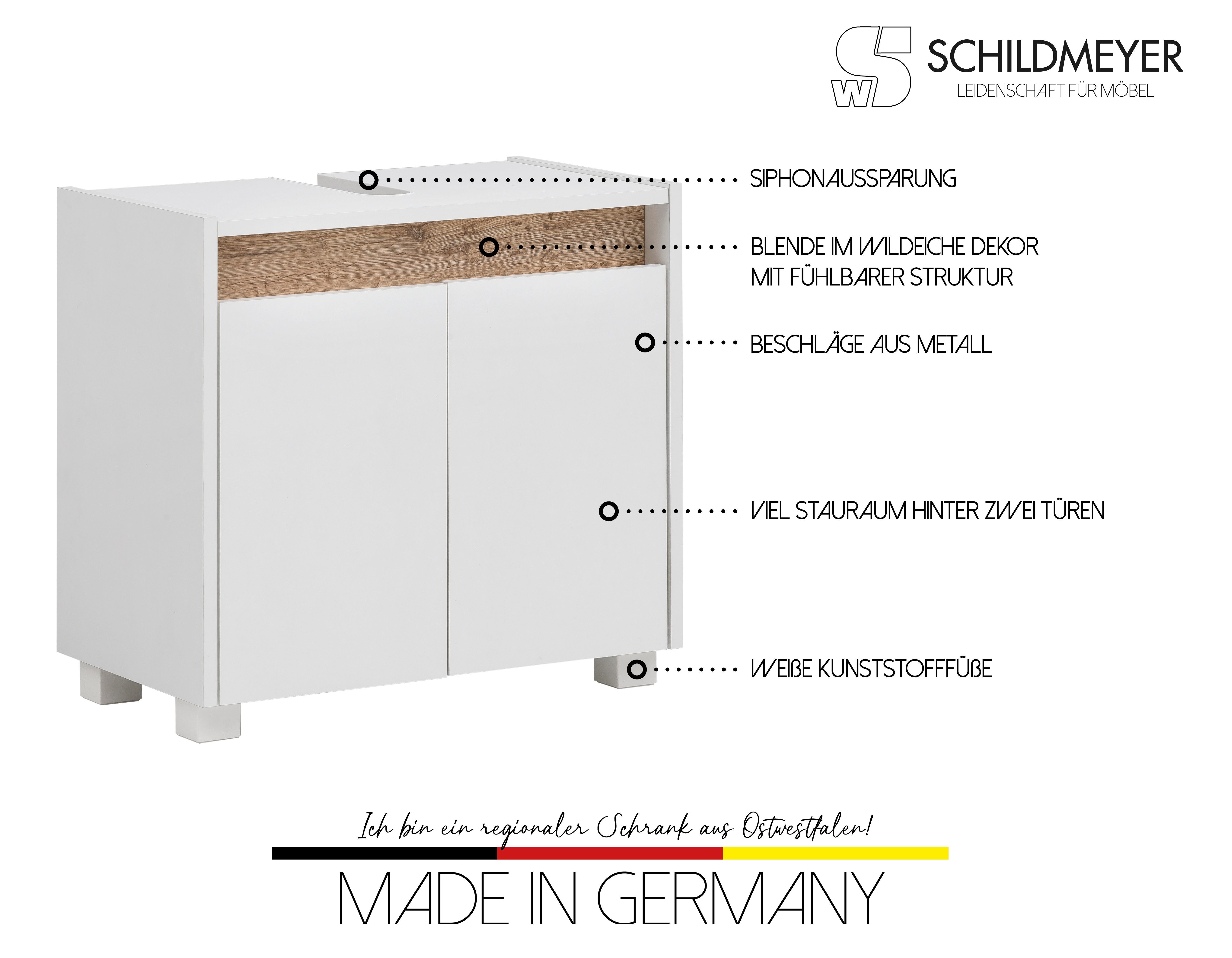 Schildmeyer Waschbeckenunterschrank Cosmo in verschiedenen Farben made in Germany Badezimmerschrank Badmöbel WBU Bestseller