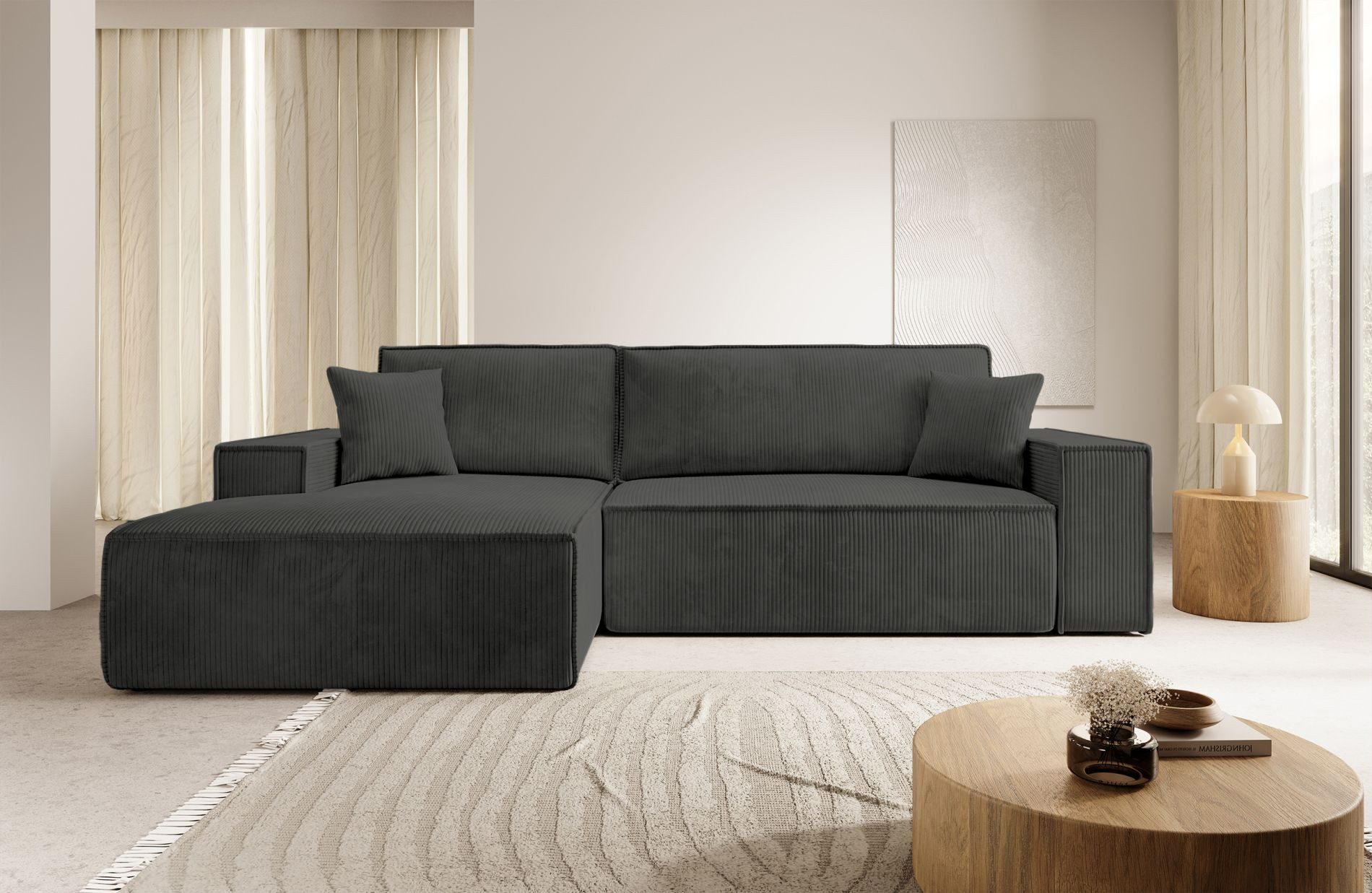 Selsey Ecksofa FARESE NEW, mit Schlaffunktion, Bettkasten und tierfreundlichem Cordbezug, 267 cm
