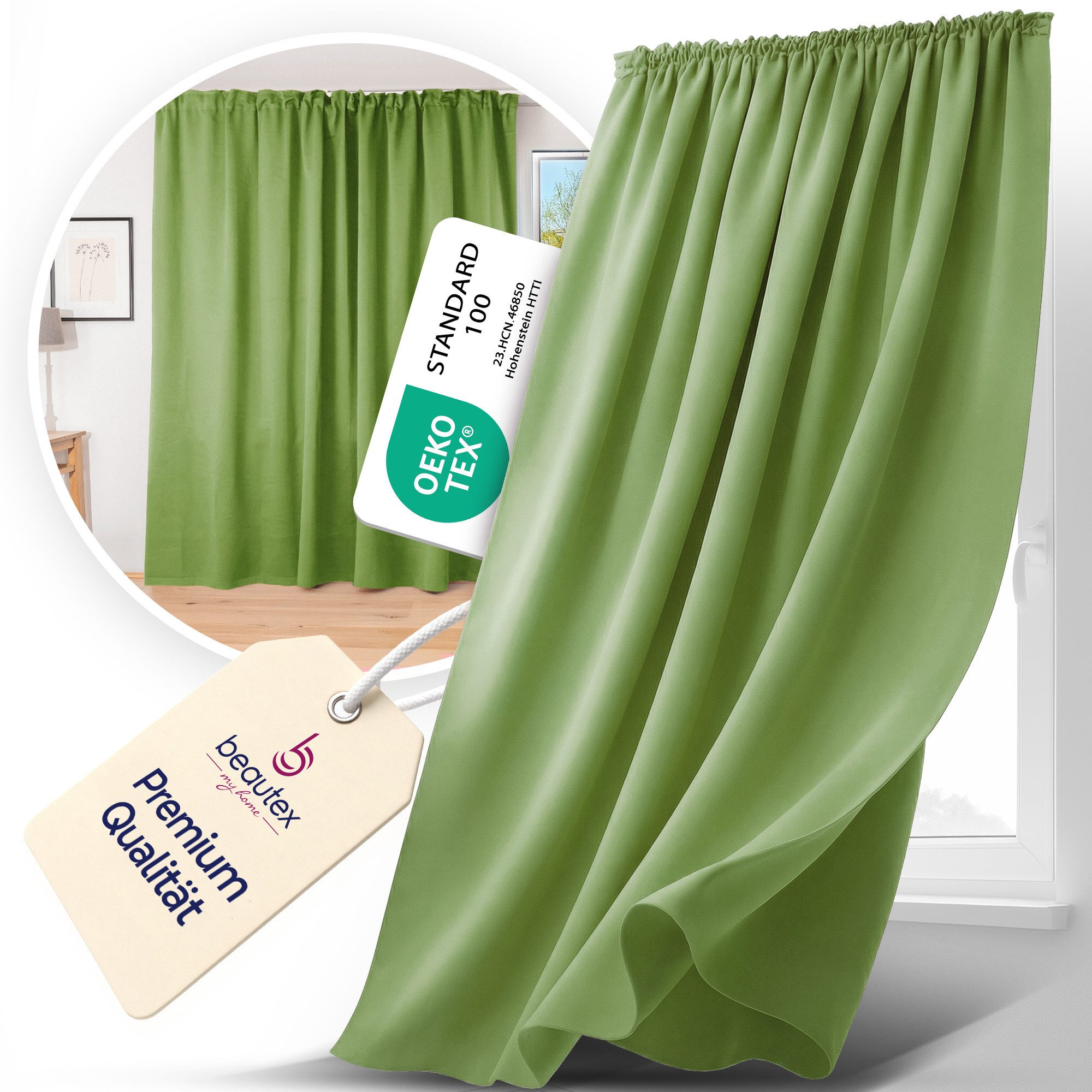 Beautex Verdunkelungsvorhang Kräuselband Vorhang blickdicht abdunkelnd U-Band (1 St), Kräuselband, verdunkelnd, lichtmindernd, wärmeisolierend, pflegeleicht, waschbar