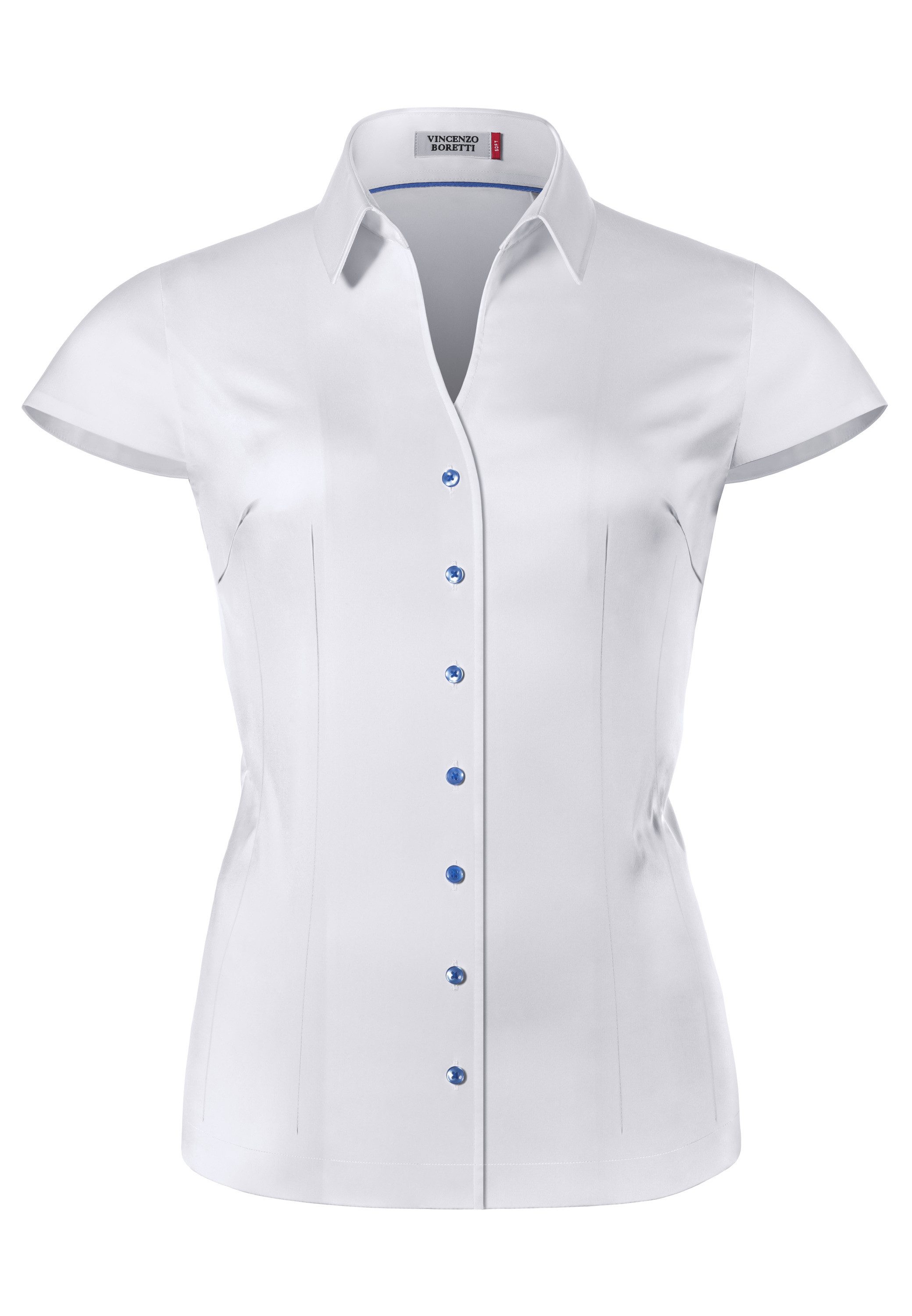 Vincenzo Boretti Klassische Bluse leicht tailliert soft Kurzarm