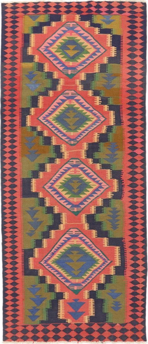 Orientteppich Kelim Fars Azerbaijan Antik 135x310 Handgewebter Orientteppich, Nain Trading, rechteckig, Höhe: 4 mm | Kurzflor-Teppiche