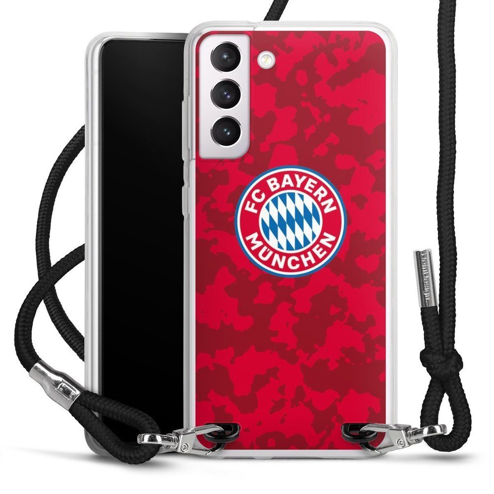 DeinDesign Handyhülle FC Bayern München Camouflage FCB Camouflage Muster FCB, Samsung Galaxy S21 FE 5G Handykette Hülle mit Band Case zum Umhängen