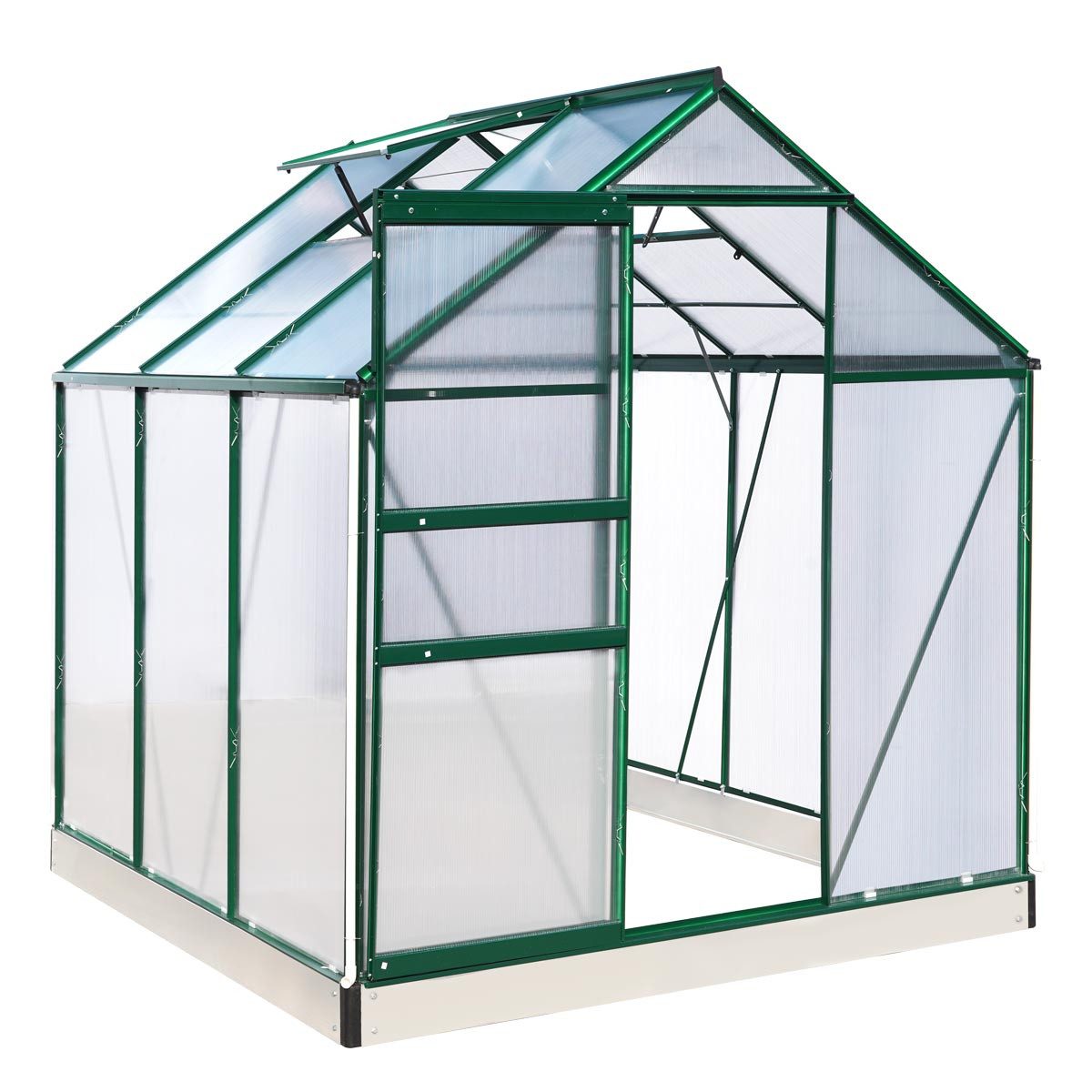 BRAST Gewächshaus Aluminium mit Fundament rostfrei 190x190x195cm TÜV geprüft, BxTxH: 190 x 190 x 195 cm, wetterfestes hochwertiges Aluminium, Temperaturbeständig, Wärmedämmend, Lichtbrechend & UV-stabilisiert