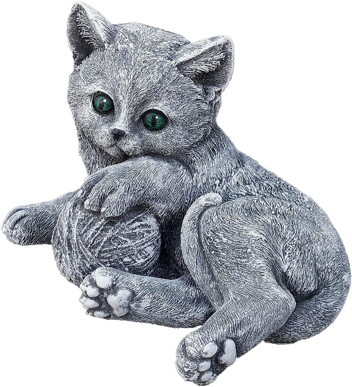 Stone and Style Gartenfigur Frostfeste Steinfigur Katze Tiffy verspielt mit Ball