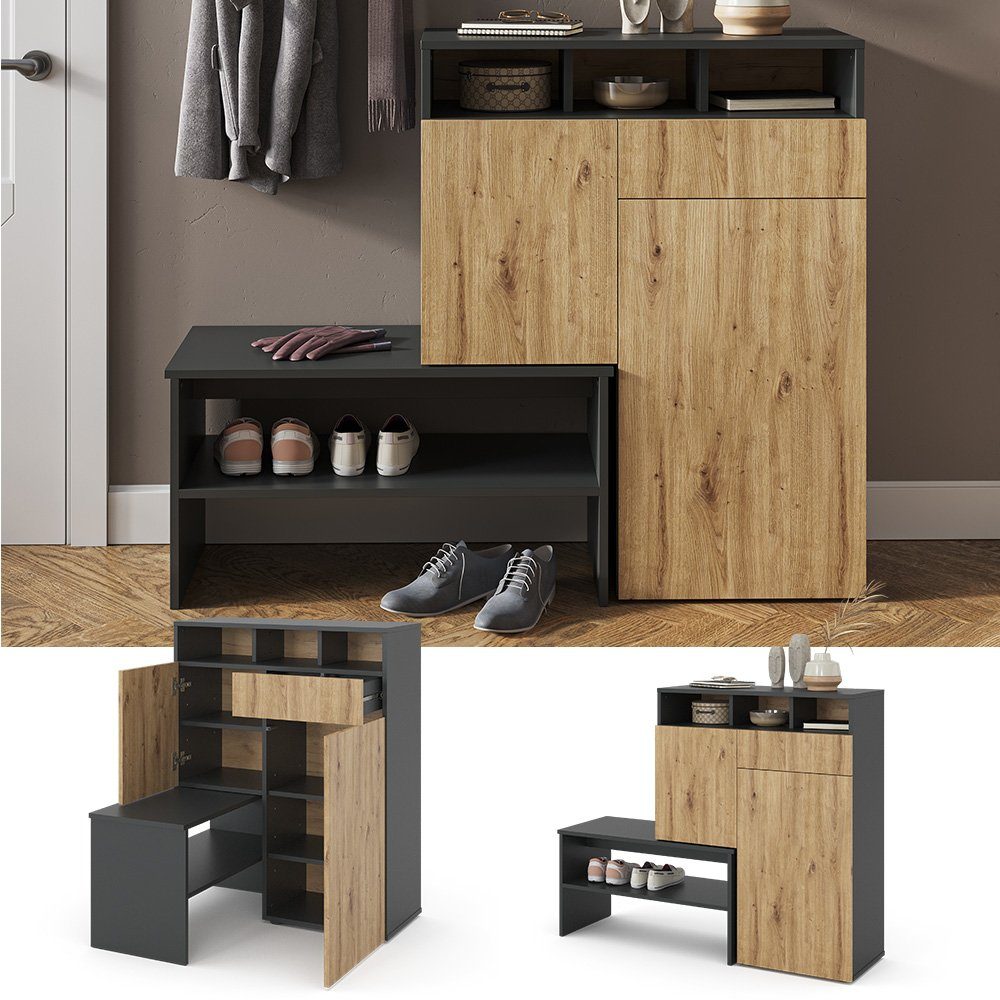 Vicco Schuhschrank Selena, Anthrazit/Eiche, 125 x günstig online kaufen