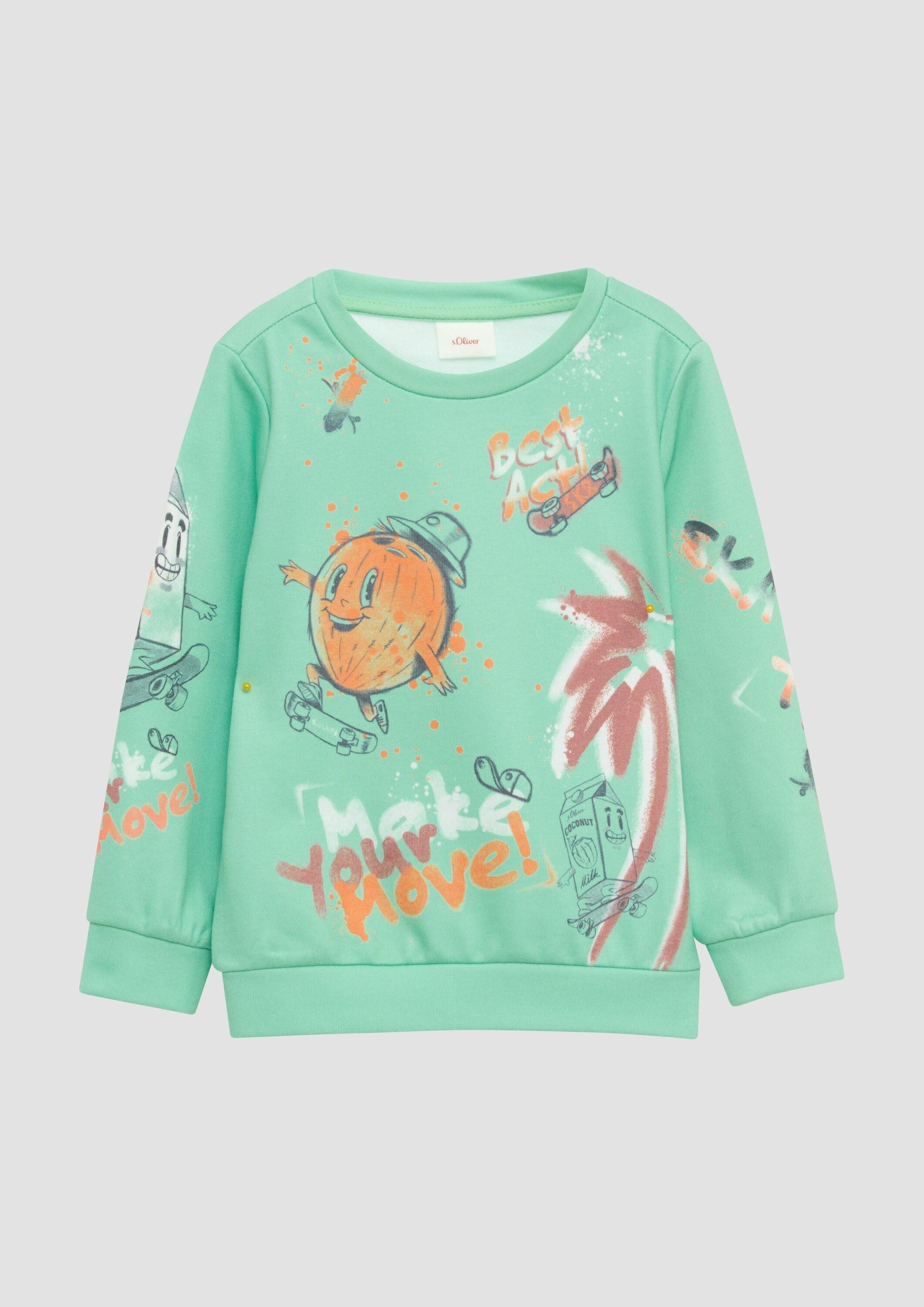 s.Oliver Sweatshirt Sweatshirt Weiches Sweatshirt mit All-over-Print