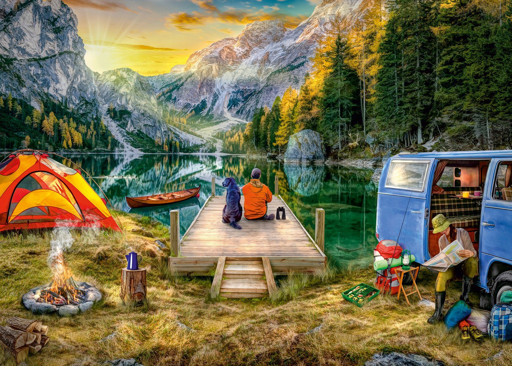 Puzzleteile, 1000 Germany, schützt FSC® Campingurlaub, - Ravensburger in Made Puzzle - Wald weltweit