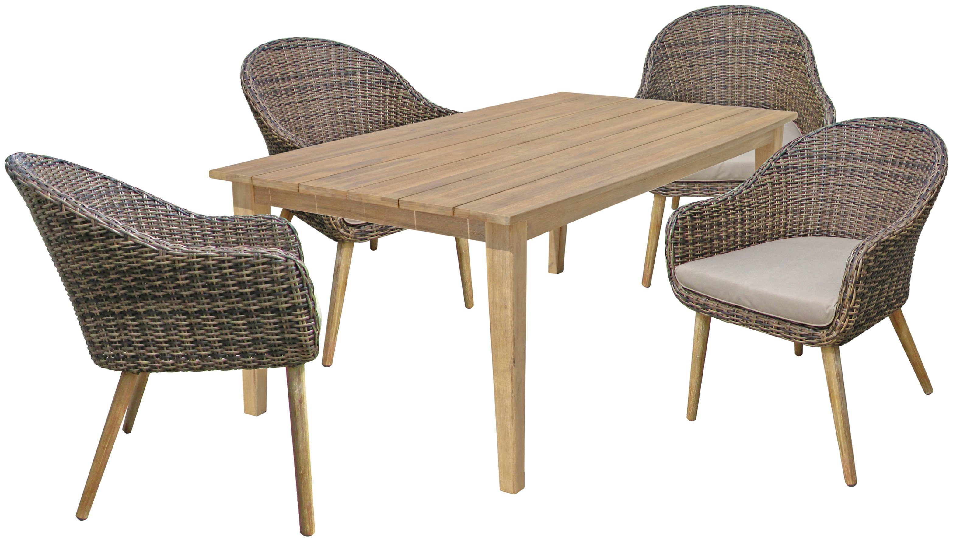 Garden Pleasure Garten-Essgruppe VISALIA/PUEBLO, (5-tlg), mit Massivholz