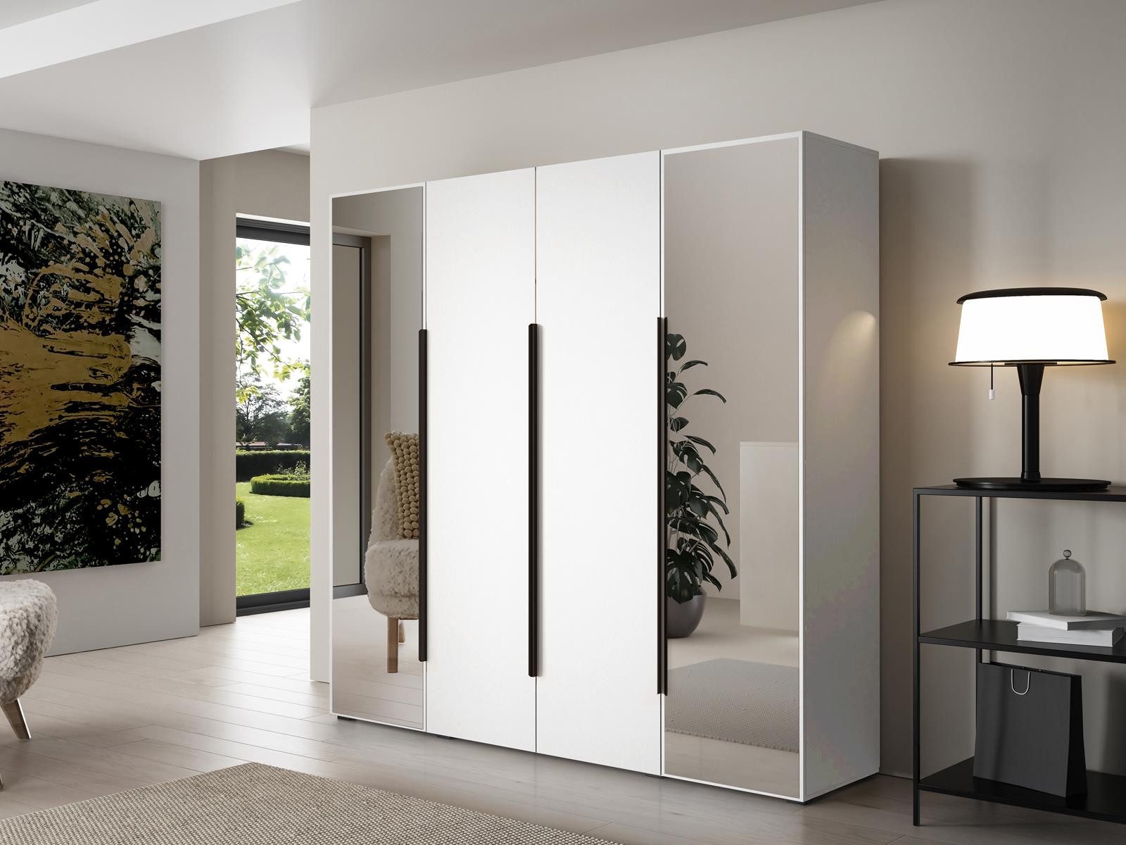 Compleo Kleiderschrank mit 4 Türen, Drehtürenschrank, Garderobenschrank mit günstig online kaufen