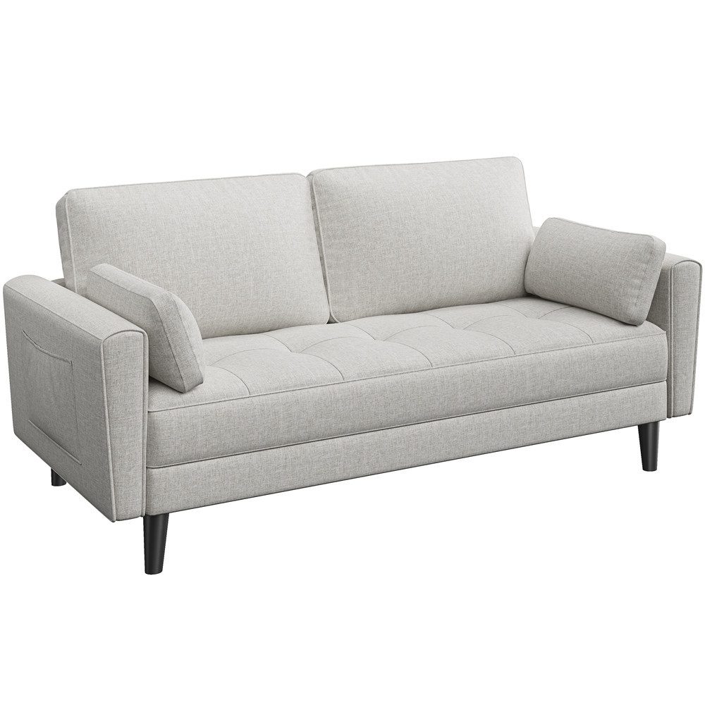 Yaheetech Sofa, 2 Sitzer Loungesofa mit 2 Kissen und Armlehnen