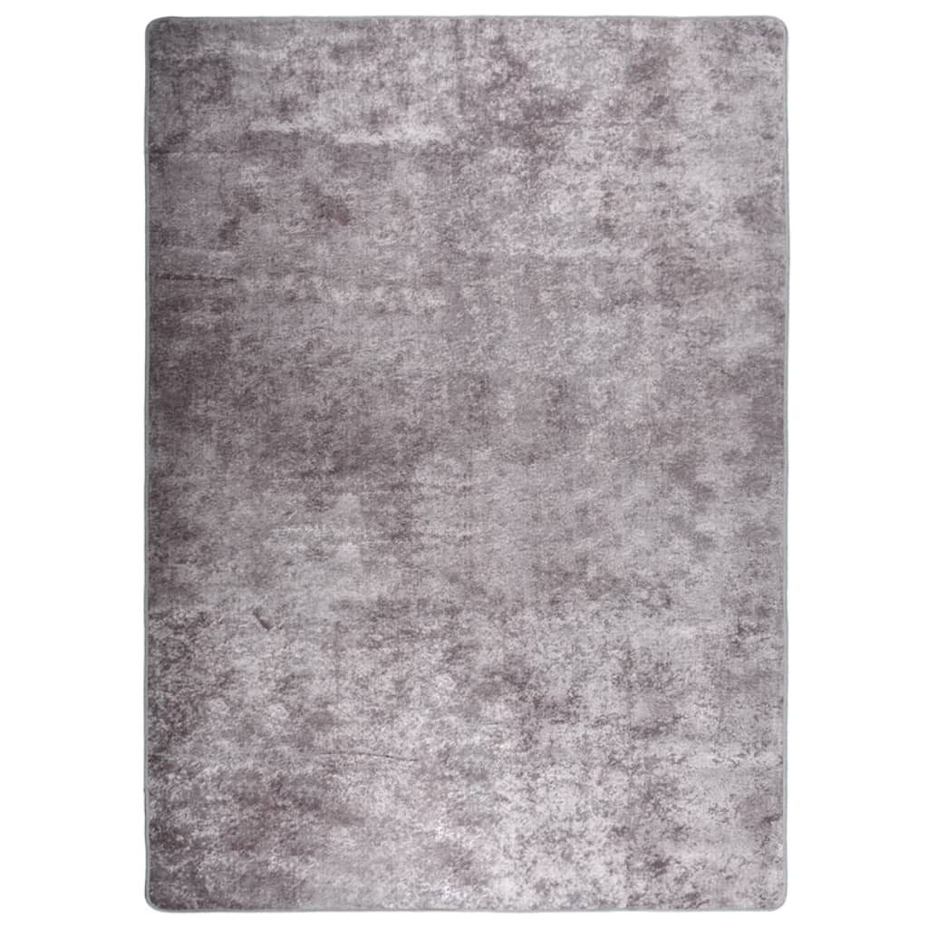vidaXL Teppich 120 x 180 cm Teppich Waschbar 120x180 cm Grau Rutschfest Teppich, Höhe: 0 mm