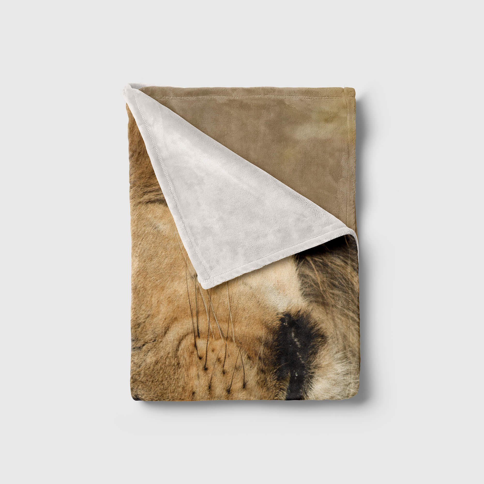 Sinus Art Handtücher Handtuch Strandhandtuch Saunatuch Kuscheldecke mit Tiermotiv großer Löwe, Baumwolle-Polyester-Mix (1-St), Handtuch