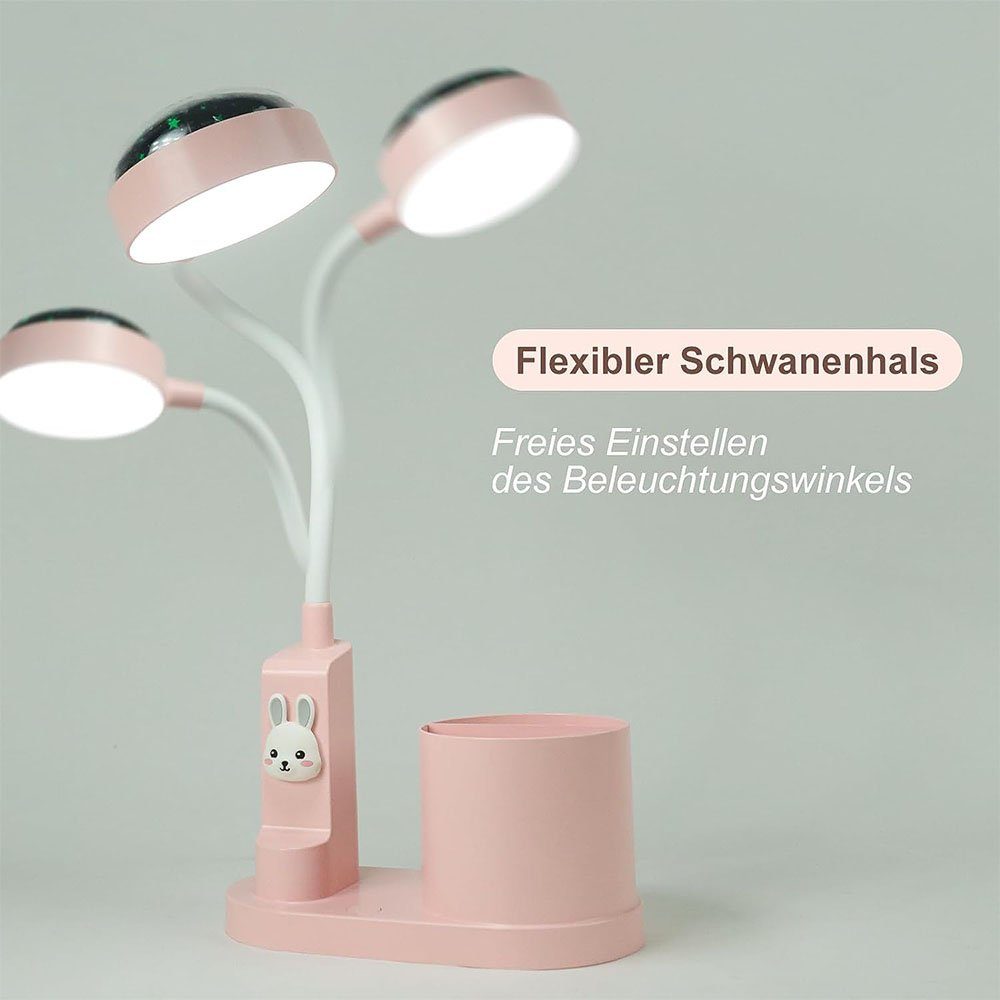 mit MOUTEN Nachttischlampe Schreibtischlampe LED Projektion Schreibtischlampe, Stifthalter, mit