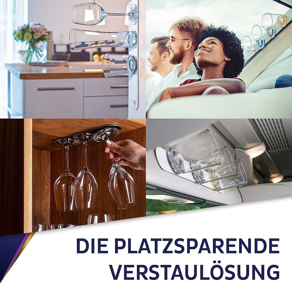 Gläser-Set Silwy Metall-Leiste WHITE für Magnetgläser / Pins / Haken