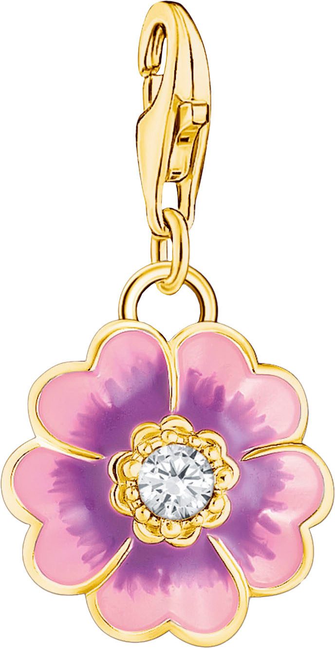 THOMAS SABO Charm-Einhänger Charm Flower, mit Zirkonia (synth) oder Glas-Keramik Stein