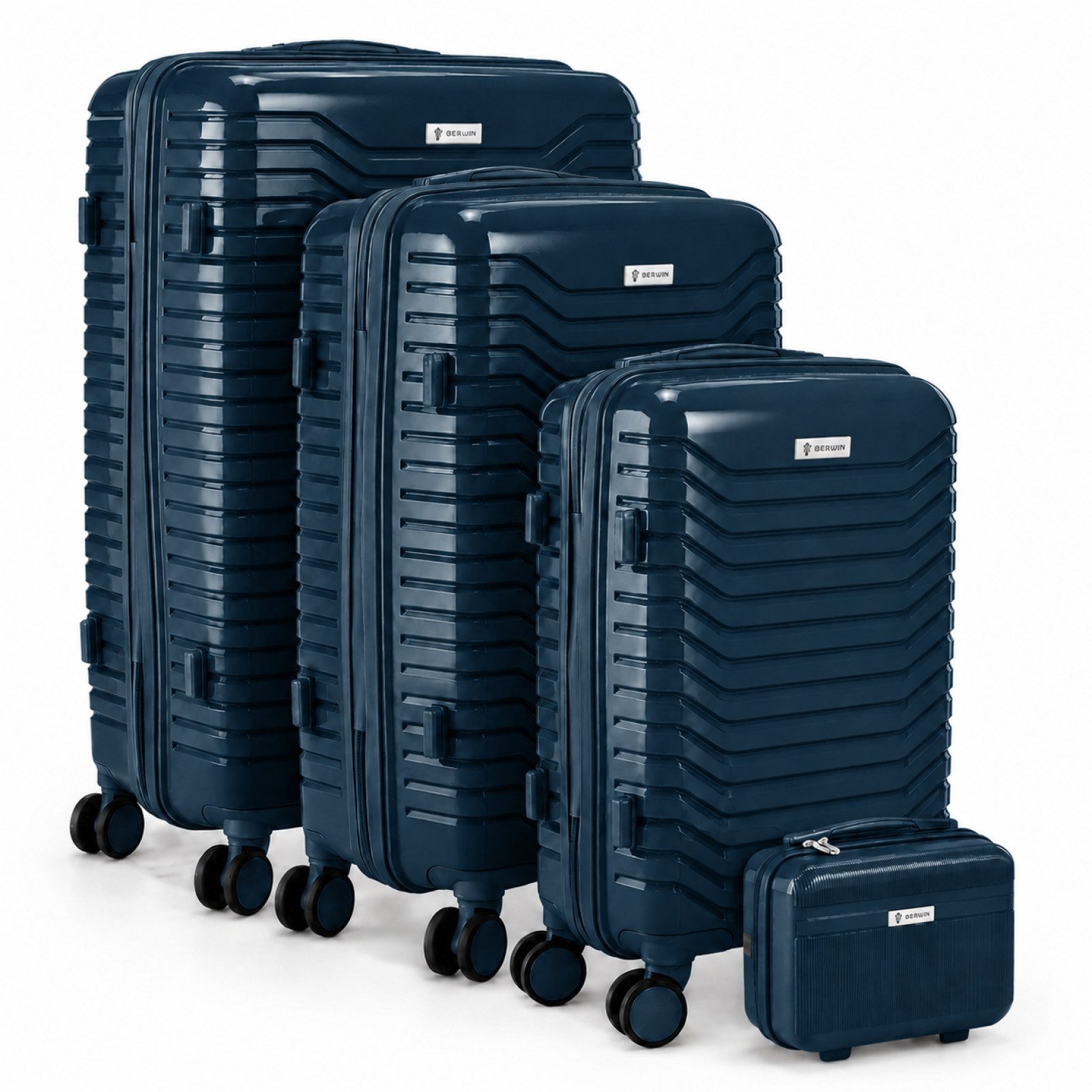 Berwin Trolleyset mit Beautycase Modell Calma Ocean Petrol, 4 Rollen, (Set, 4 tlg., MS-19781)
