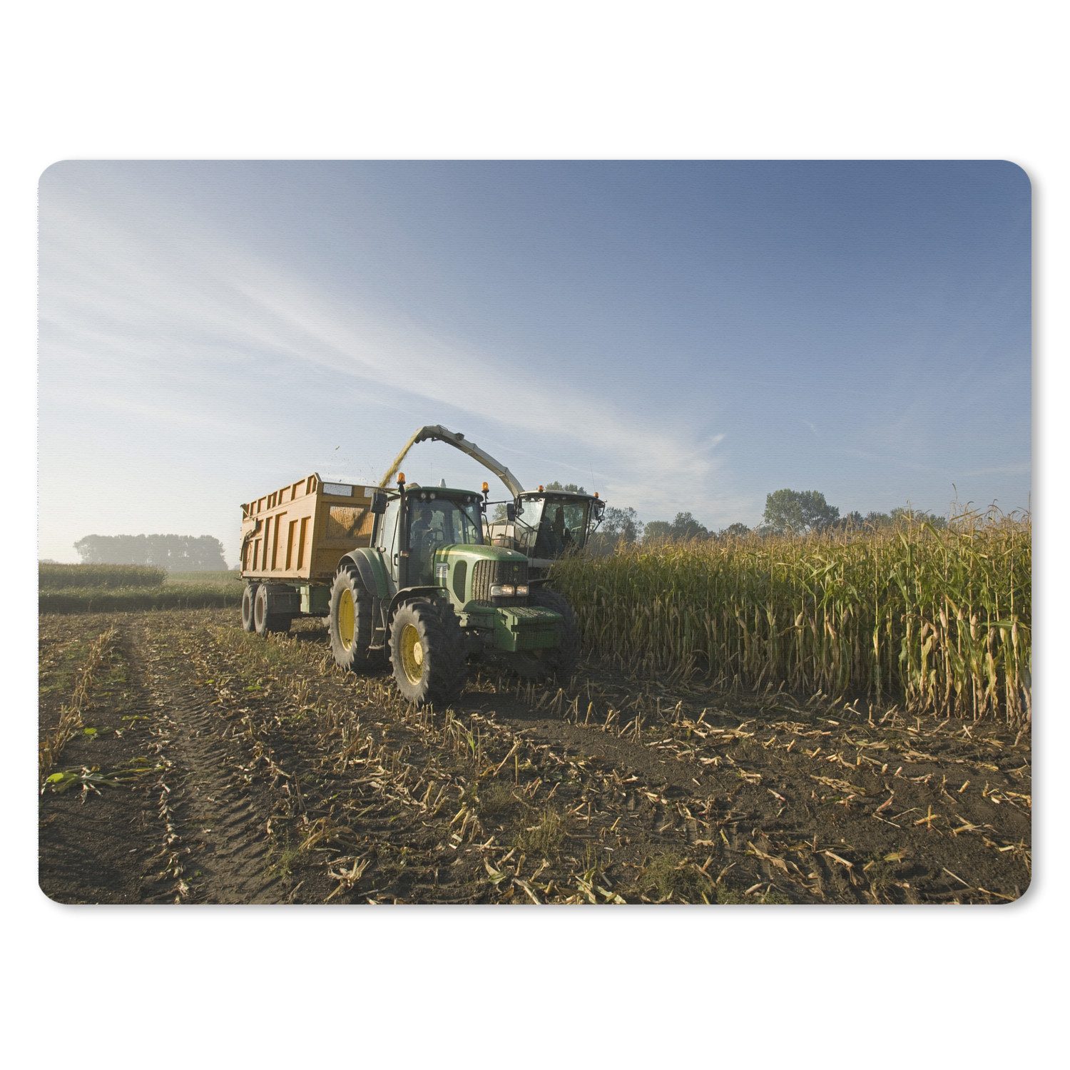 MuchoWow Mauspad Traktor - Anhänger - Mais - Grün - Landleben (1-St), Gaming, Büro, Mousepad XXL, Großes, Mausunterlage, 80x60 cm