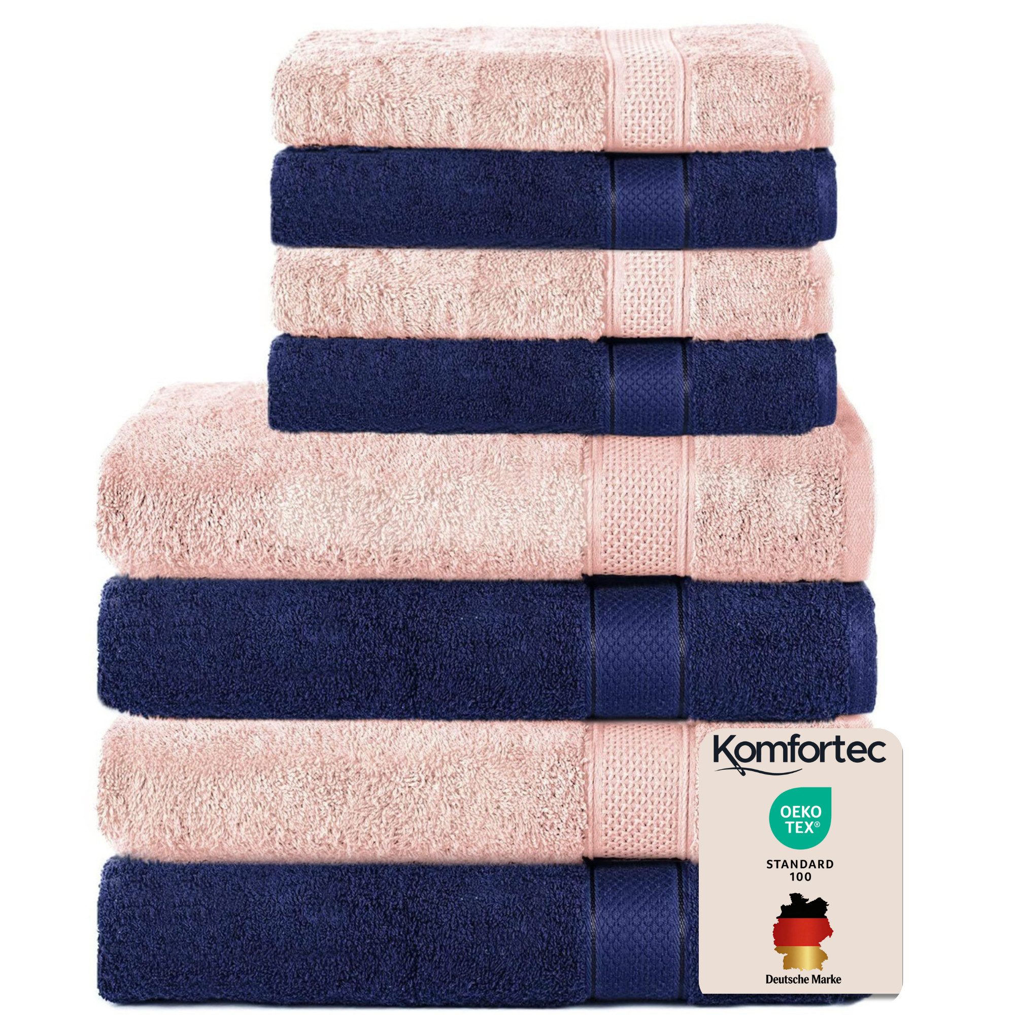 Komfortec Handtuch Set aus 100% Baumwolle, 4 Handtücher 50x100 cm und 4 Badetücher 70x140 cm, Frottee (Packung, 8-St), Duschtücher & Badehandtuch, Weich, Towel, Groß