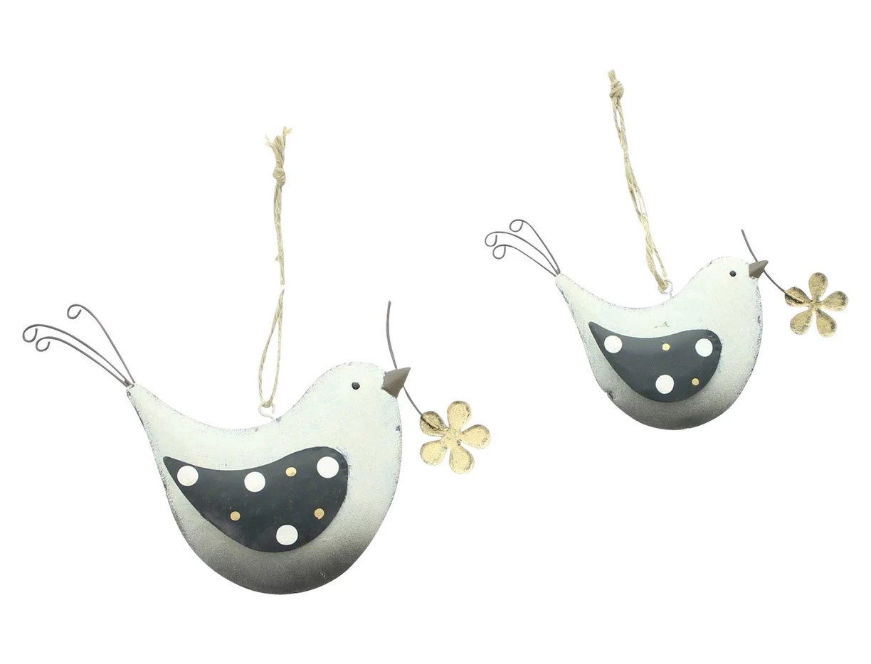 Home-trends24.de Dekohänger Vogel Blumen Deko Hänger Oster Deko Frühling Zweigdeko Strauch 2er Set