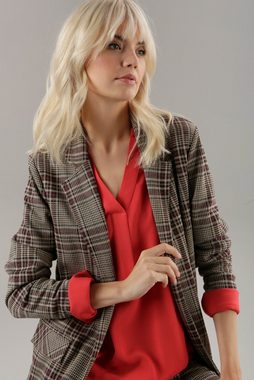 Aniston SELECTED Longblazer mit Schulterpolstern und trendy Karo-Muster