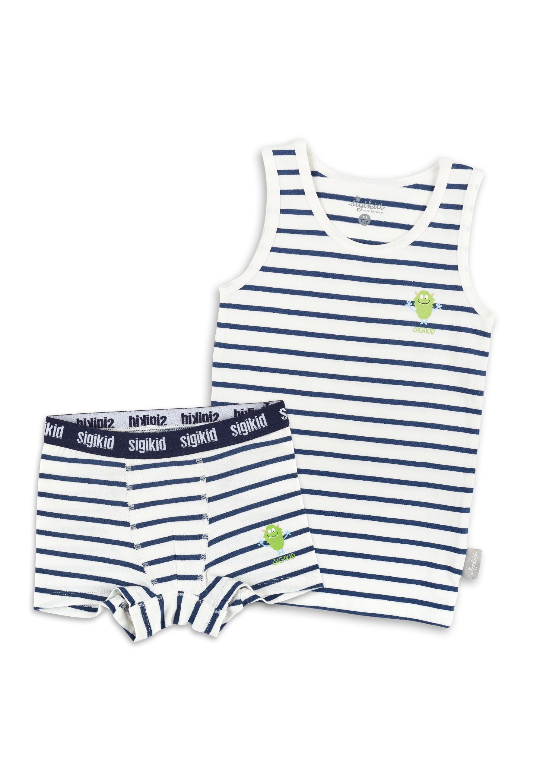 Set Kinderunterwäsche Unterhemd blau/weiß Unterwäsche (2-St) Sigikid