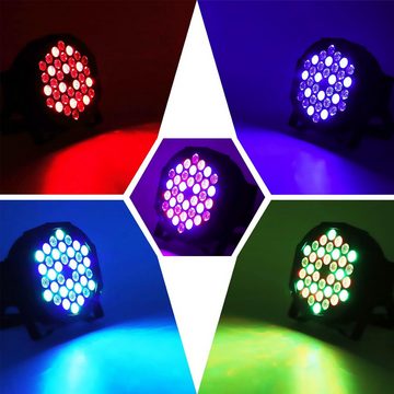 ZonQoonz LED Discolicht 4PCS Partylicht 7 Modi Lichteffekte mit Fernbedienung, RGB 36 LED Bühnenlicht DMX 7CH