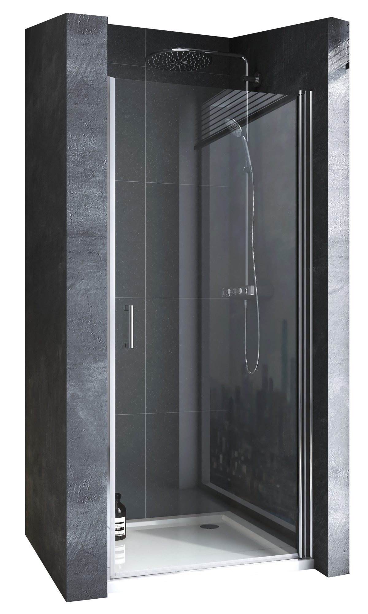 Boromal Dusch-Pendeltür Duschtür Pendeltür Nischentür Dusche 5mm Nano Glas 90 80 75 H:195cm, 80x195 cm, 5mm NANO ESG, (Duschwand für dusche, mit Alu Bodenleiste) Rechts-und Links montierbar