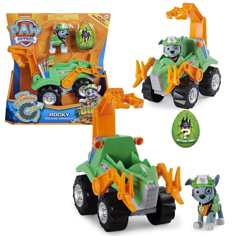 PAW PATROL Spielzeug-Auto Dino Rescue mit Paw Patrol Spielfigur Einsatzfahrzeug Rocky