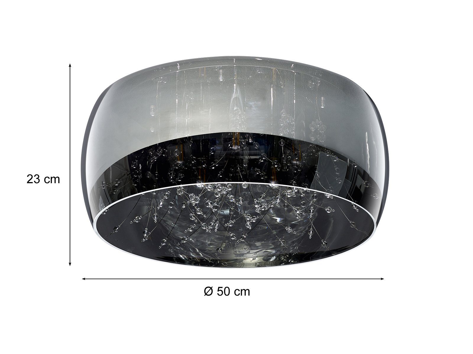 Designer-lampen Rauchglas wechselbar, groß-e über-n LED Deckenleuchte, Esstisch, meineWunschleuchte LED Dimmfunktion, Warmweiß, Ø50cm Lampenschirm