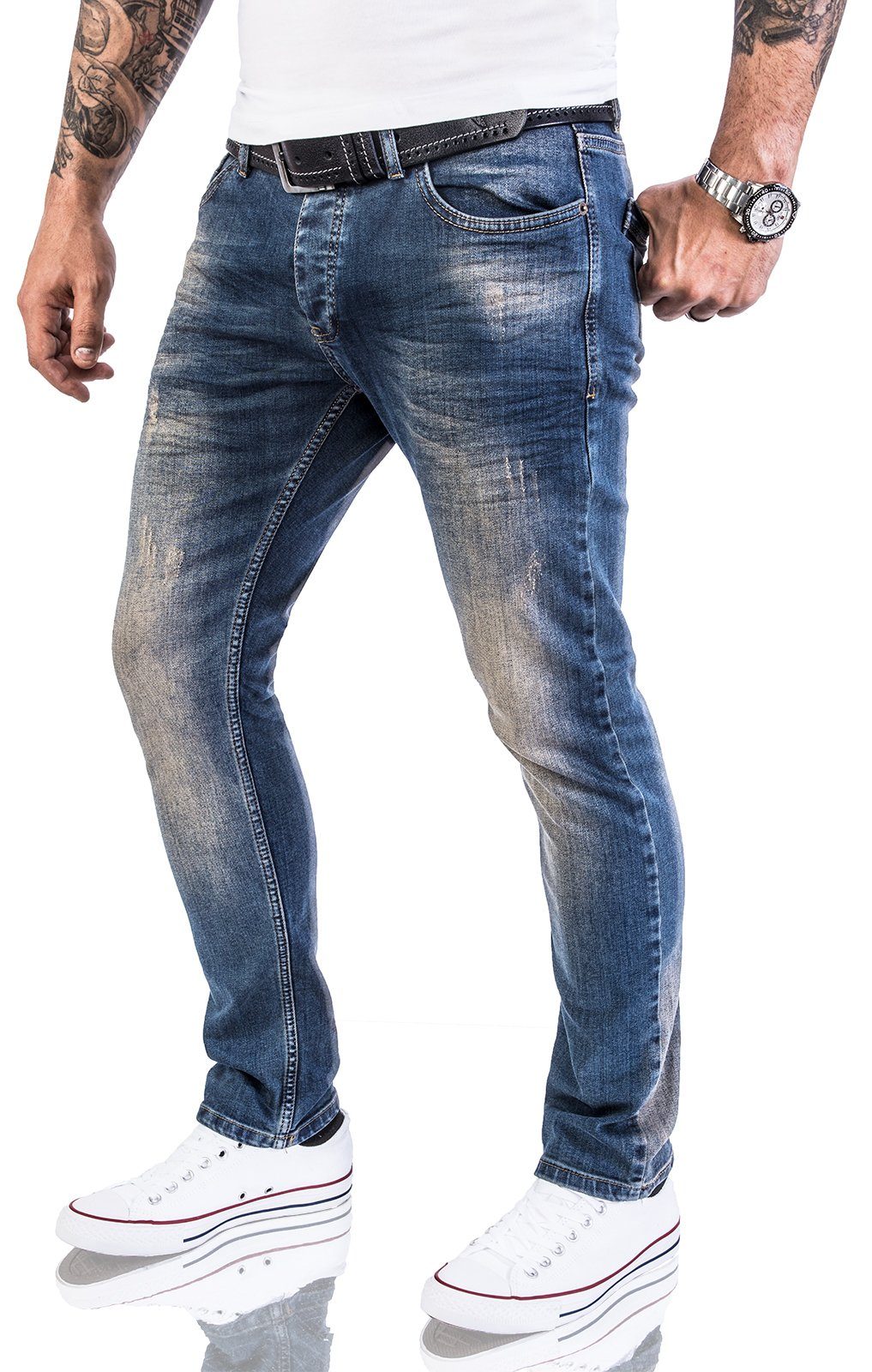 Rock Creek Slim-fit-Jeans Herren Jeans Slim Fit Blau M21 günstig online kaufen