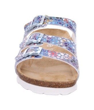Rohde Alba Pantolette Sommerschuh, Schlappen, Hausschuh mit buntem Druck, G-Weite = weit