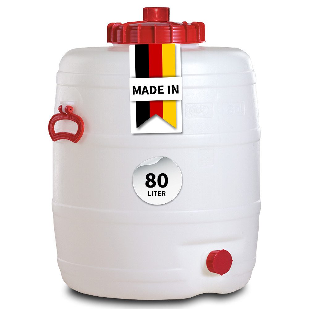 Graf Kanister Universal-Fass 80 Liter rund aus lebensmittelechten PE