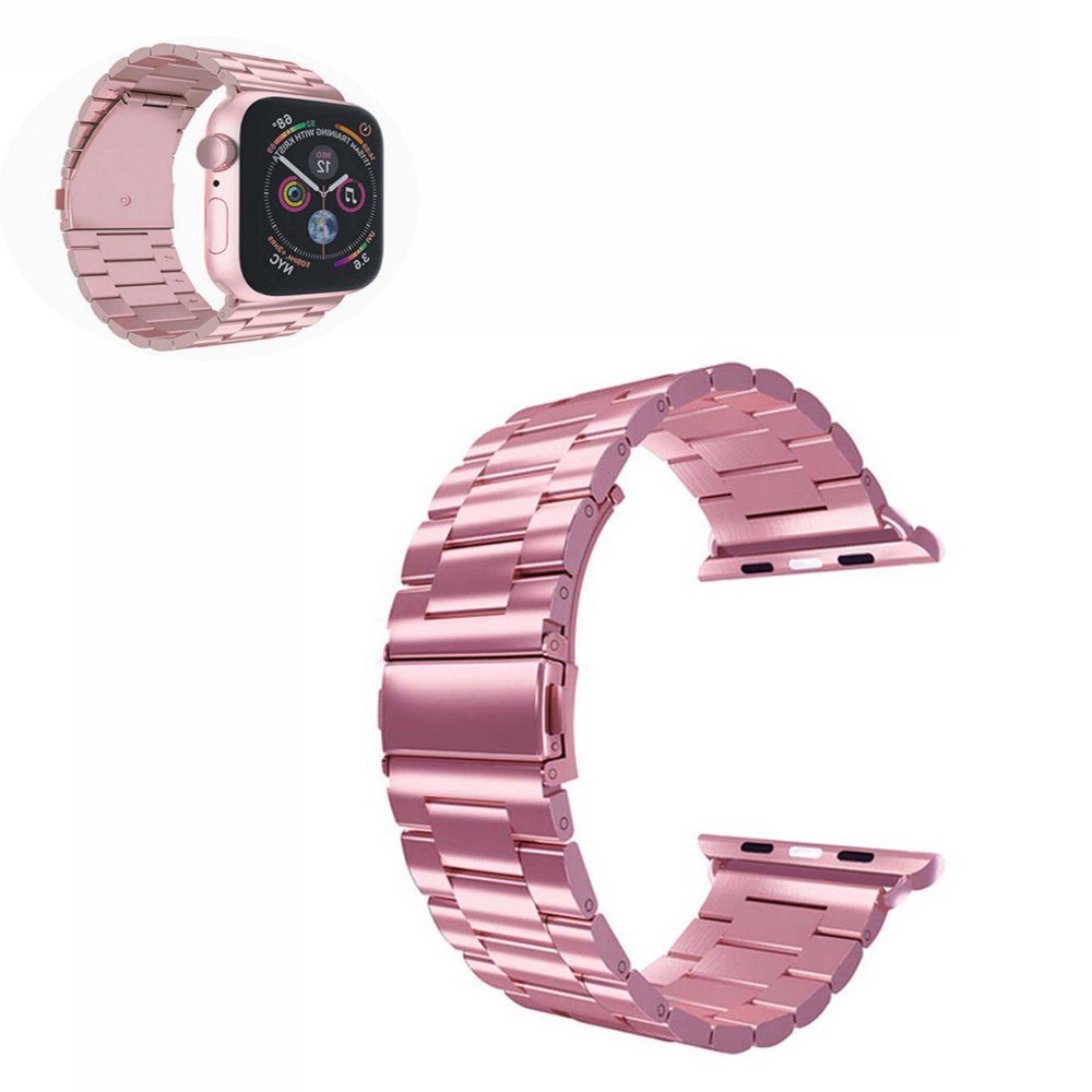 Lubgitsr Smartwatch-Armband Metall Armband Kompatibel mit Apple Watch 38 mm, Edelstahlarmband Rosa