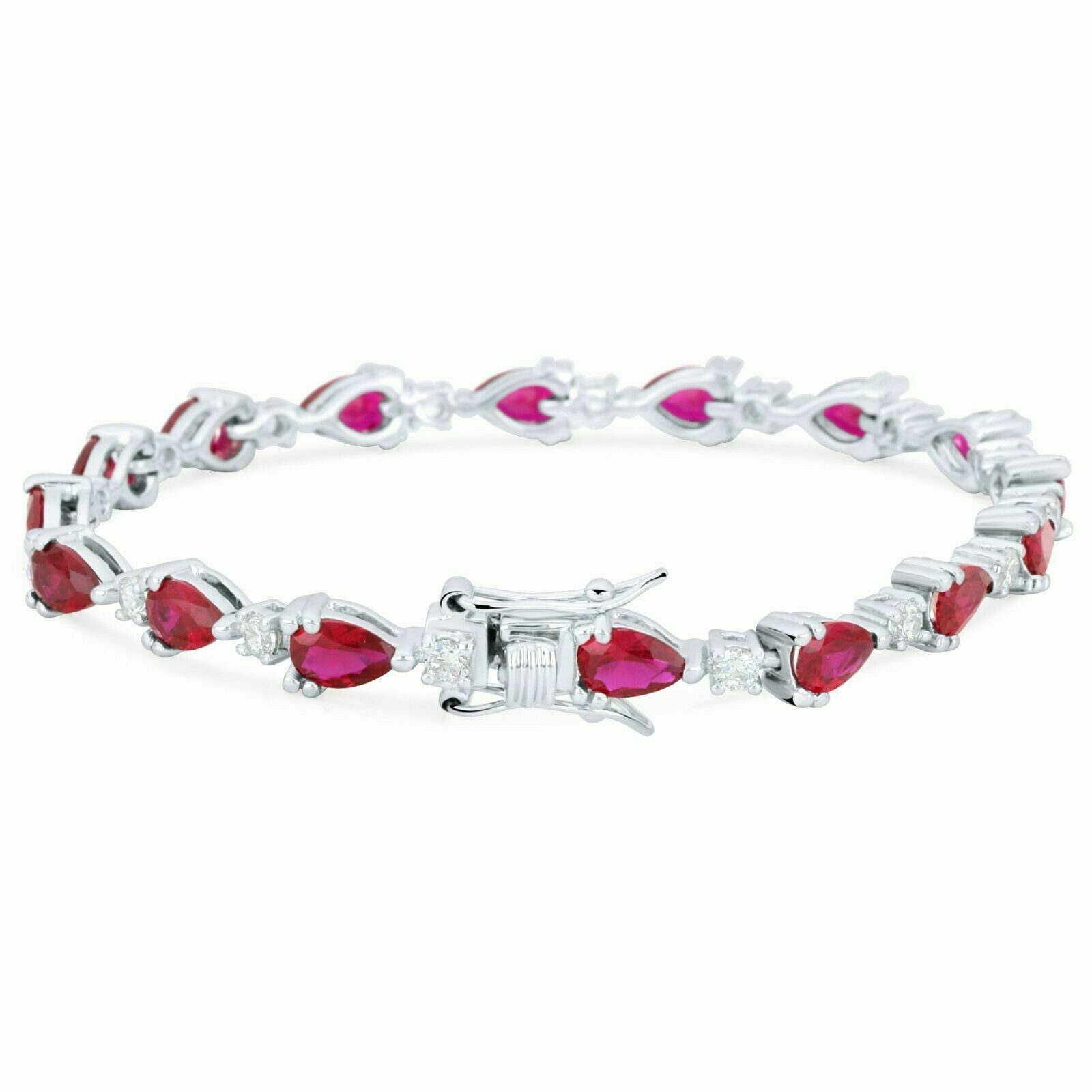 Tony Fein Tennisarmband Tennisarmband Tropfen 5mm 925er Silber Massiv Zirkonia Rot Rhodiniert