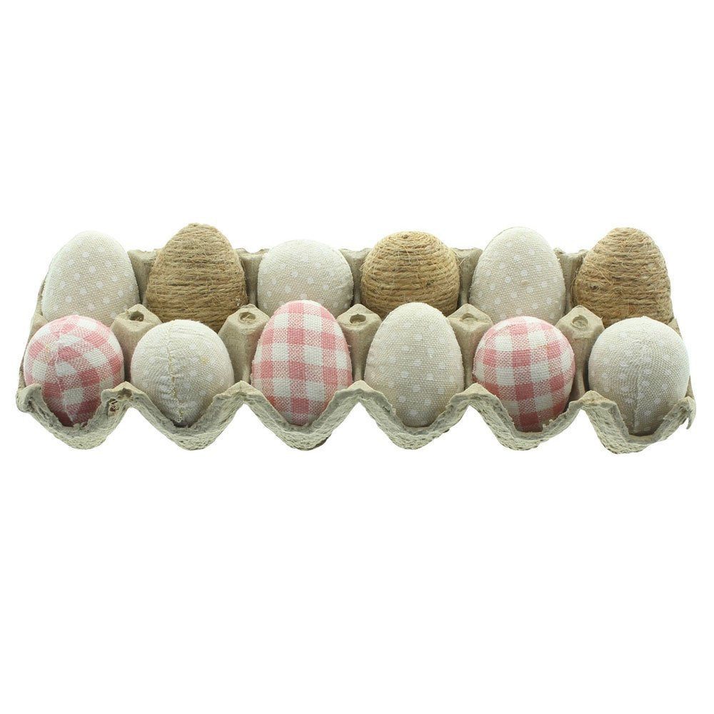 Home-trends24.de Osterei Textil Ostereier Hänger Ostern Osterei Dekohänger Kunststoffeier 12er (12 St)