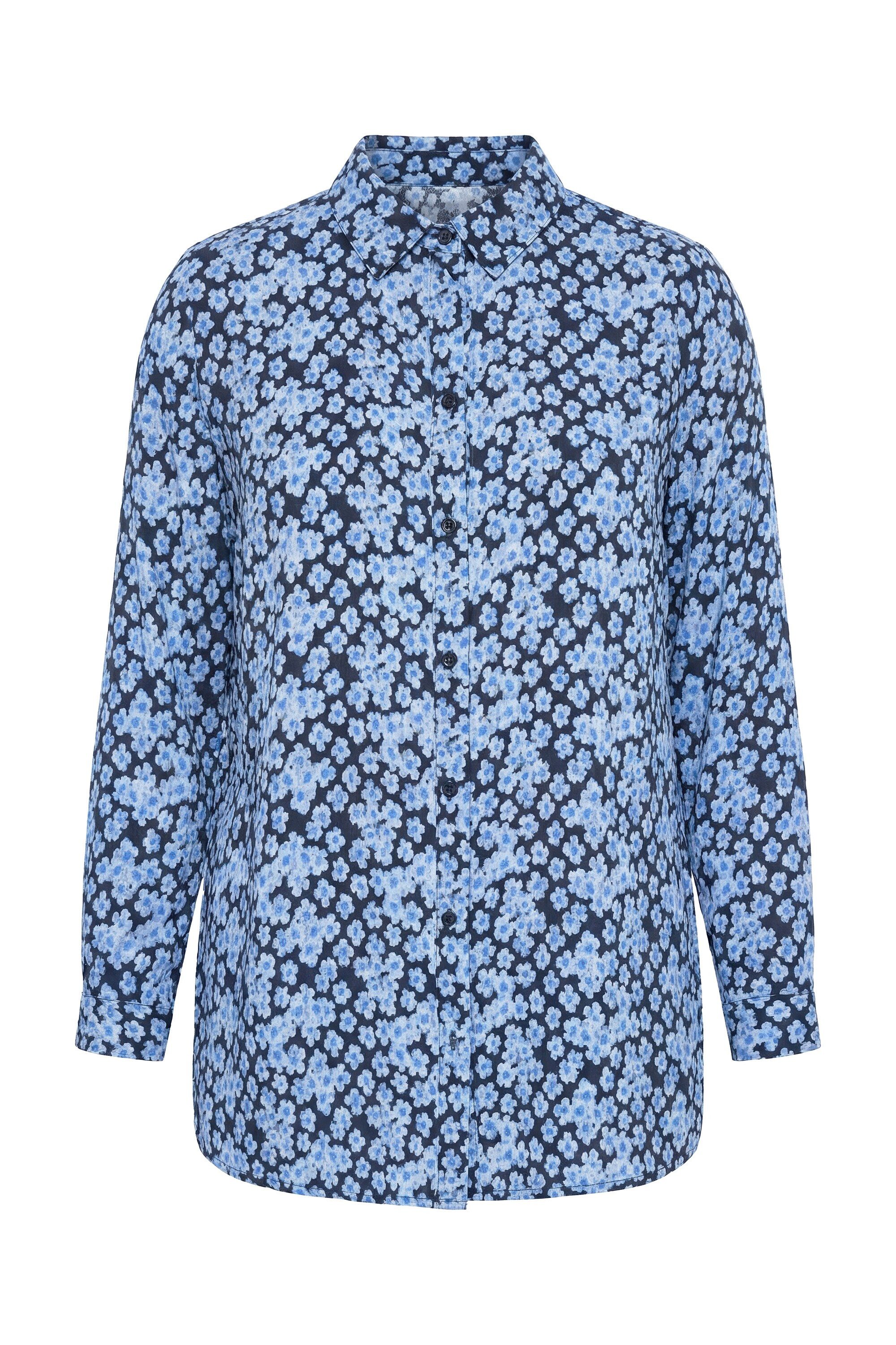 Studio Untold Hemdbluse Hemdbluse Straight Shape Flowers Langarm günstig online kaufen