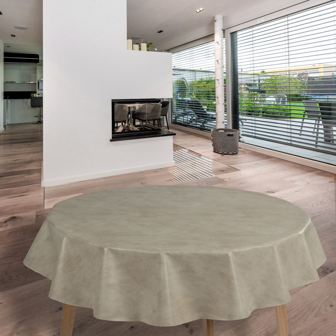 Tischdecke Wachstuch-Tischdecken Marmor Beige Rund 140cm