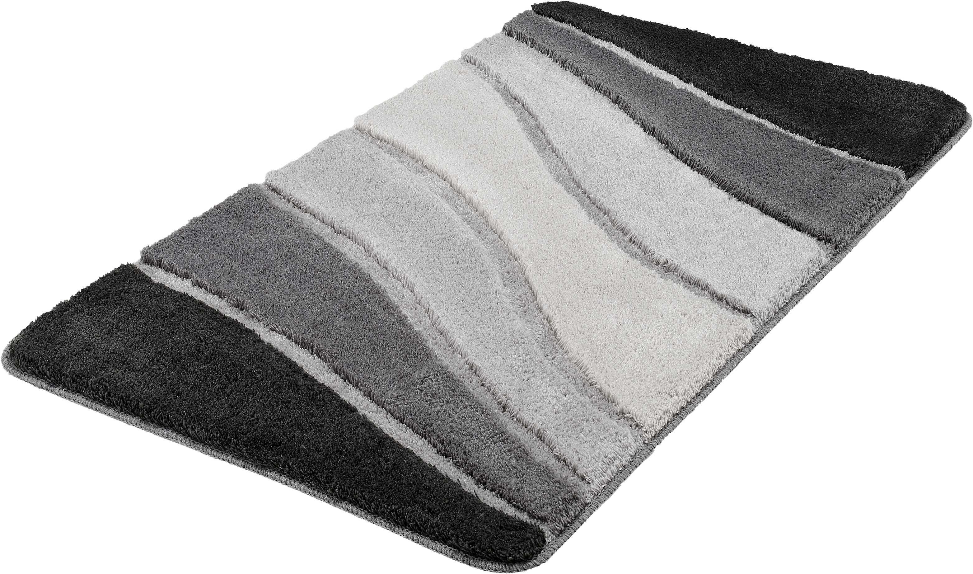 Kleine Wolke Badematte Ocean, Badvorleger, Badezimmer Teppich, Höhe 21 mm, rutschhemmend beschichtet, fußbodenheizungsgeeignet, Kunstfaser, rechteckig, Badteppich, Wellen Design, mit Farbverlauf, Hoch-Tief Effekt, waschbar