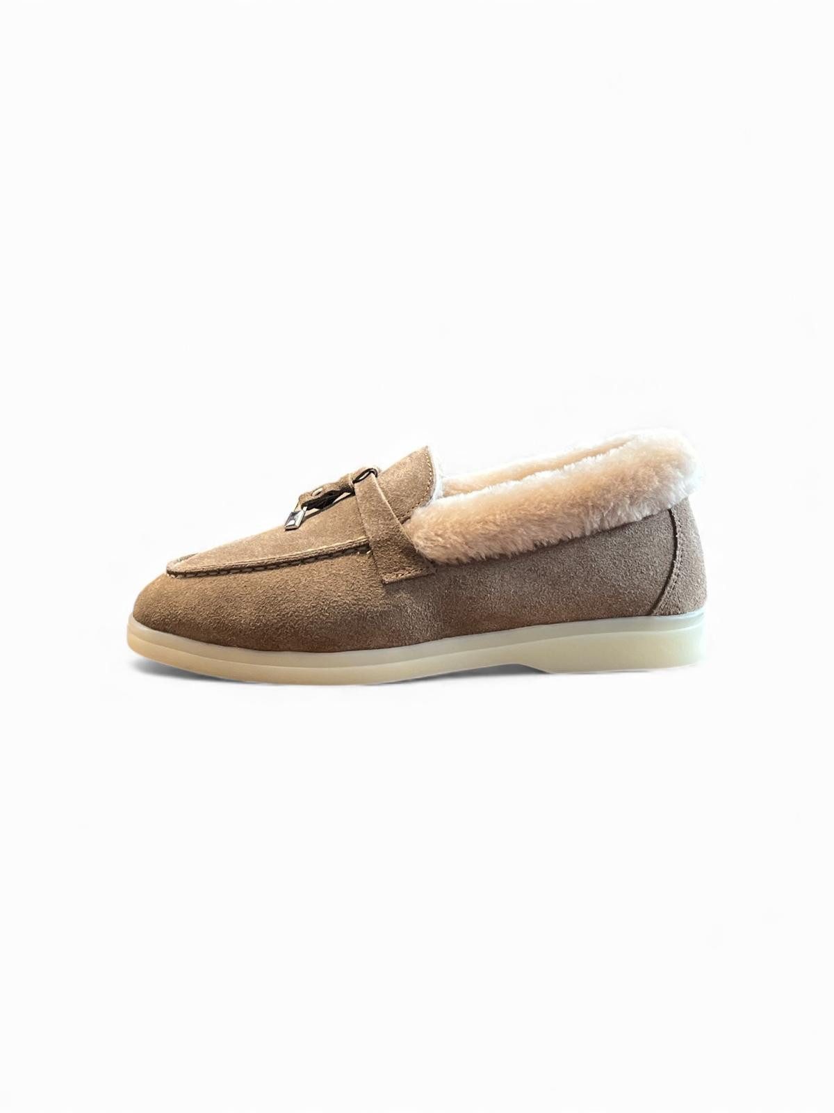 Begoria Damen Leder Loafer gefüttert mit Fell – Mokassins Mokassin