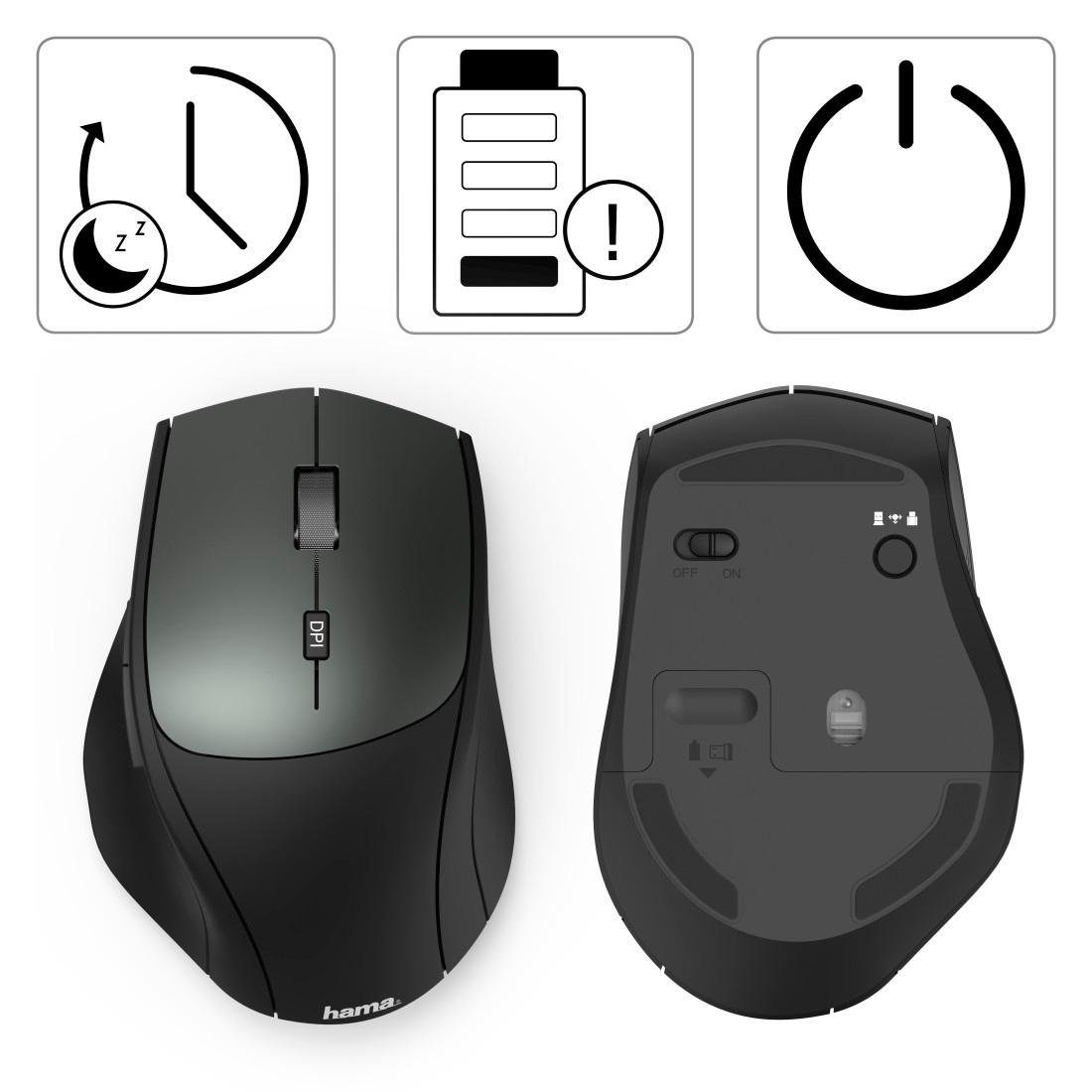 Hama Optische 6-Tasten-Funkmaus "MW-600", Dual-Modus Mit USB-C/USB-A Maus (USB)