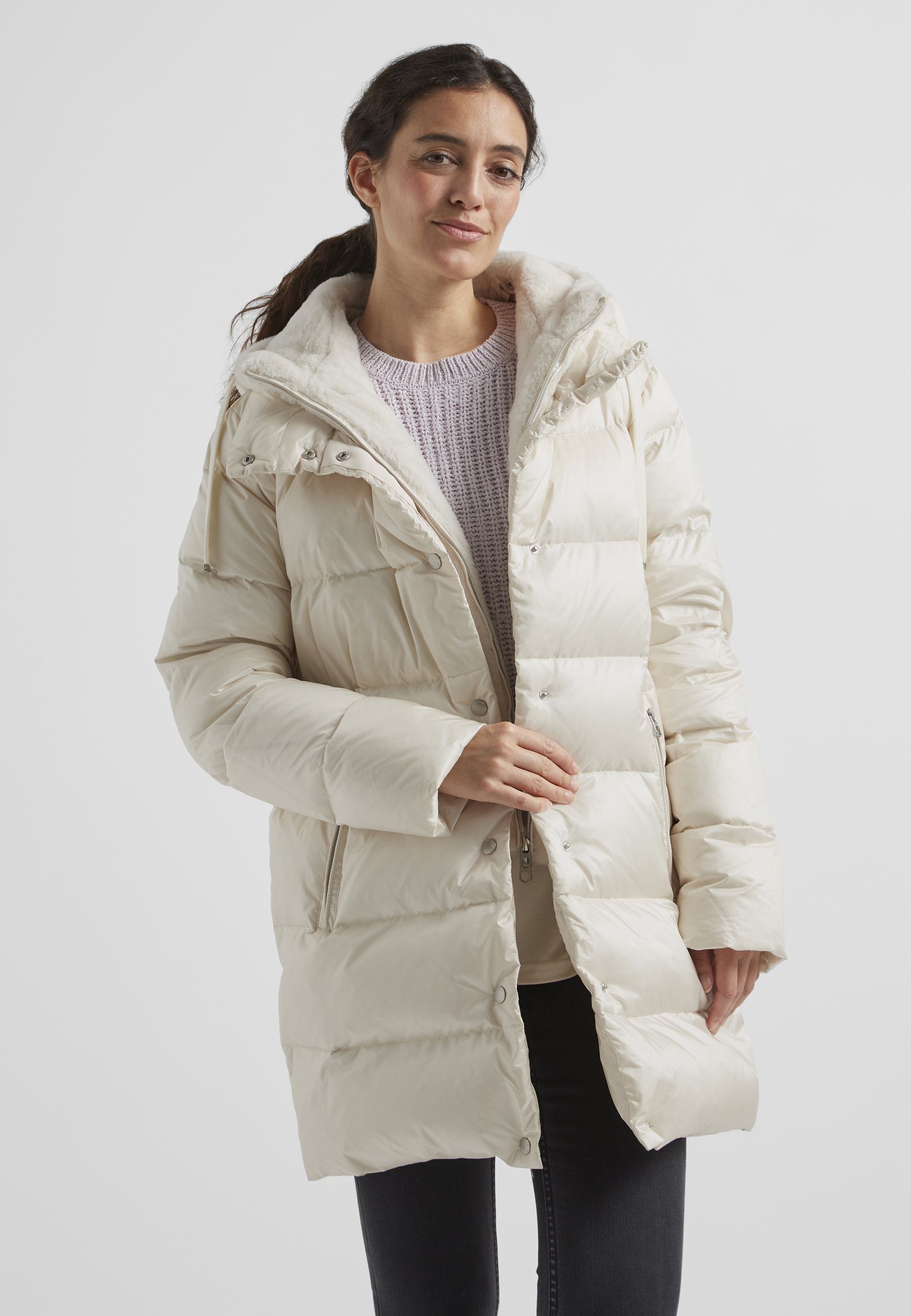 Milestone Steppmantel MSEbony Damen Steppjacke Lang Mantel gesteppt normale Passform