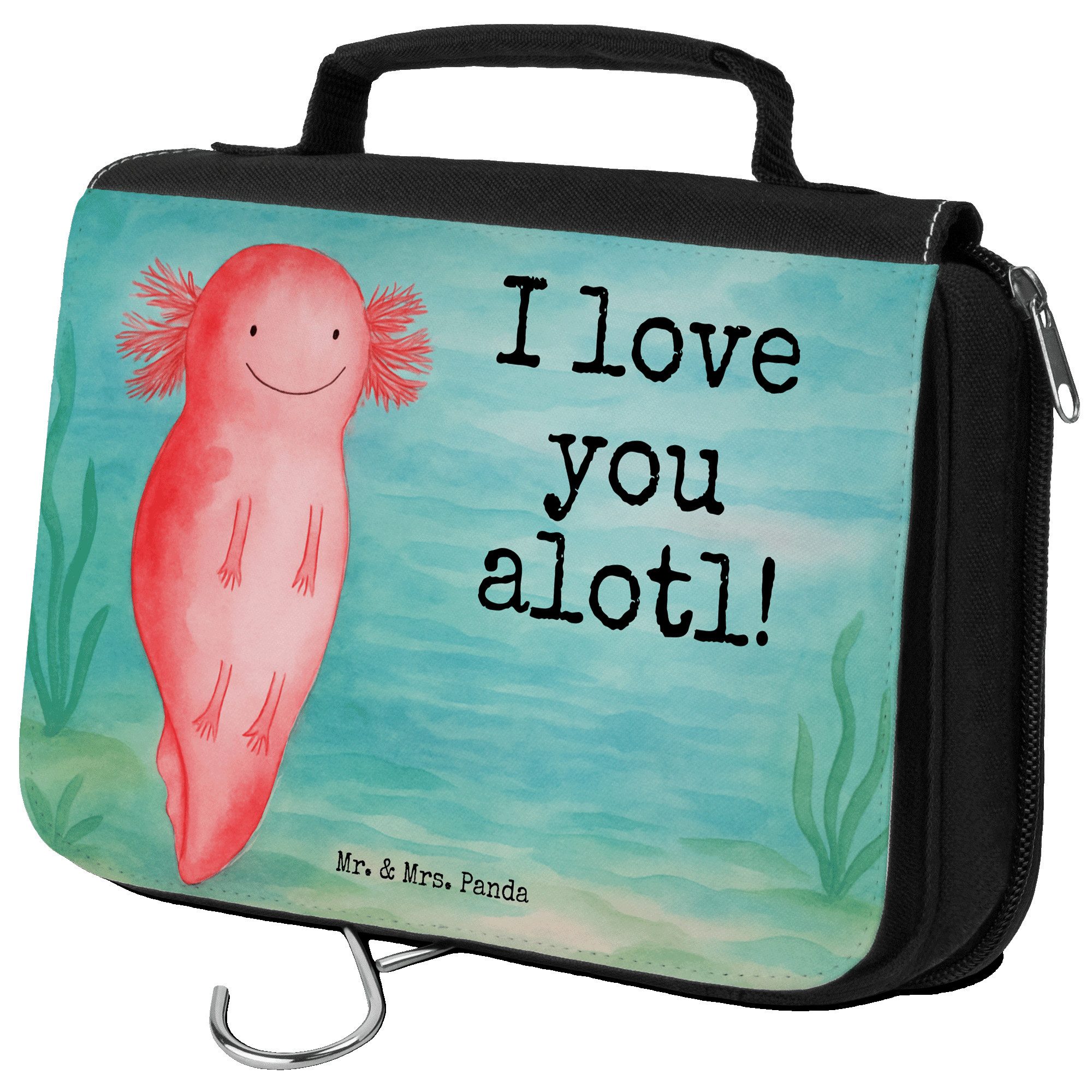 Kulturbeutel Axolotl Liebe Design, kosmetiktäschchen, Weiß, Kosmetiktasche, für Mä