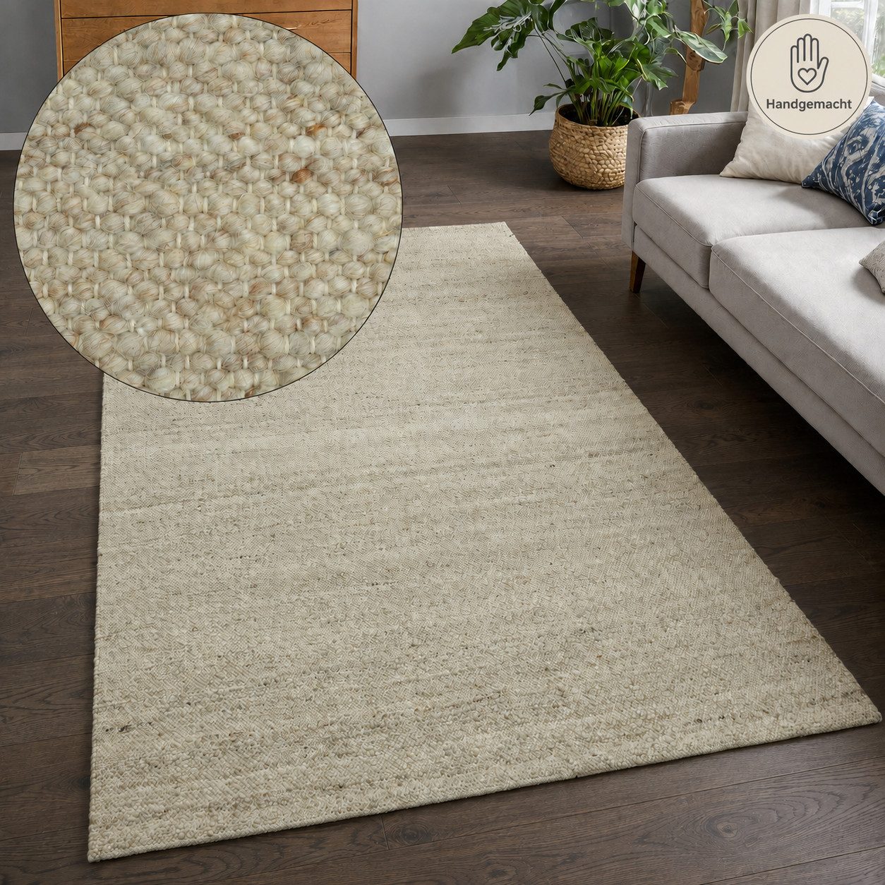 OTTO home Teppich Naddia, Webstruktur, Naturtöne, rechteckig, Höhe: 9 mm, Zeitloses Design, meliert, Wohnzimmer, Schlafzimmer, Esszimmer