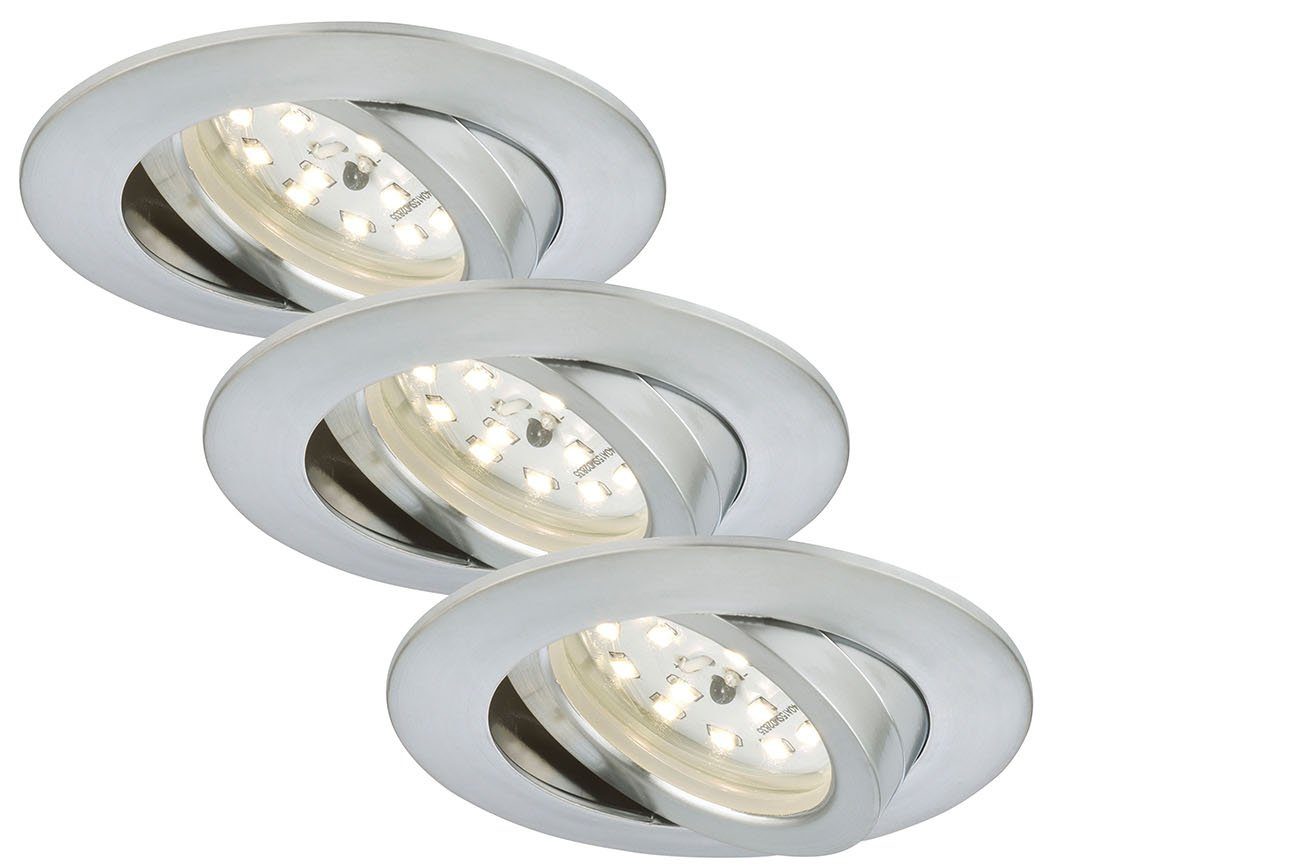 Briloner Leuchten LED Einbauleuchte 7232-039, LED fest verbaut, Warmweiß, Einbauleuchte SET dimmbar schwenkbar IP23 Ø 8,2cm